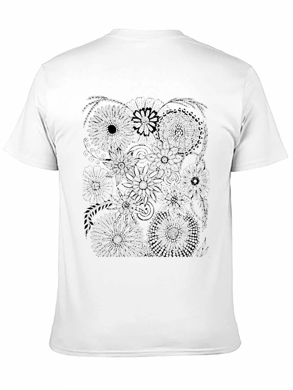 Floral Print Black Crew Neck T-Shirt