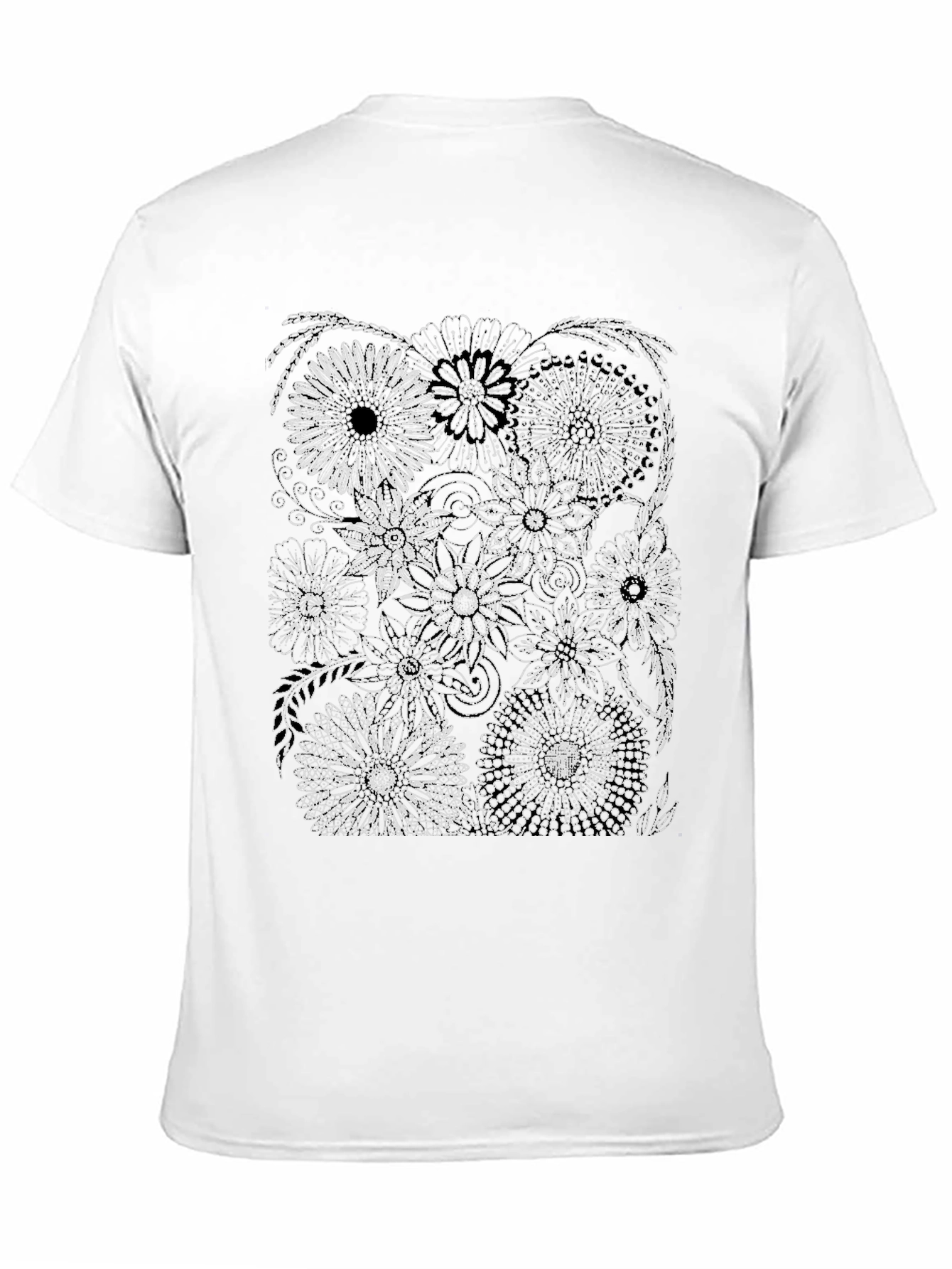 Floral Print Black Crew Neck T-Shirt
