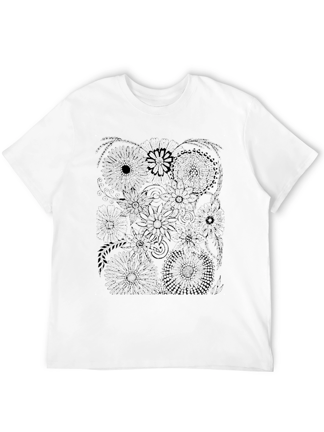 Floral Print Black Crew Neck T-Shirt