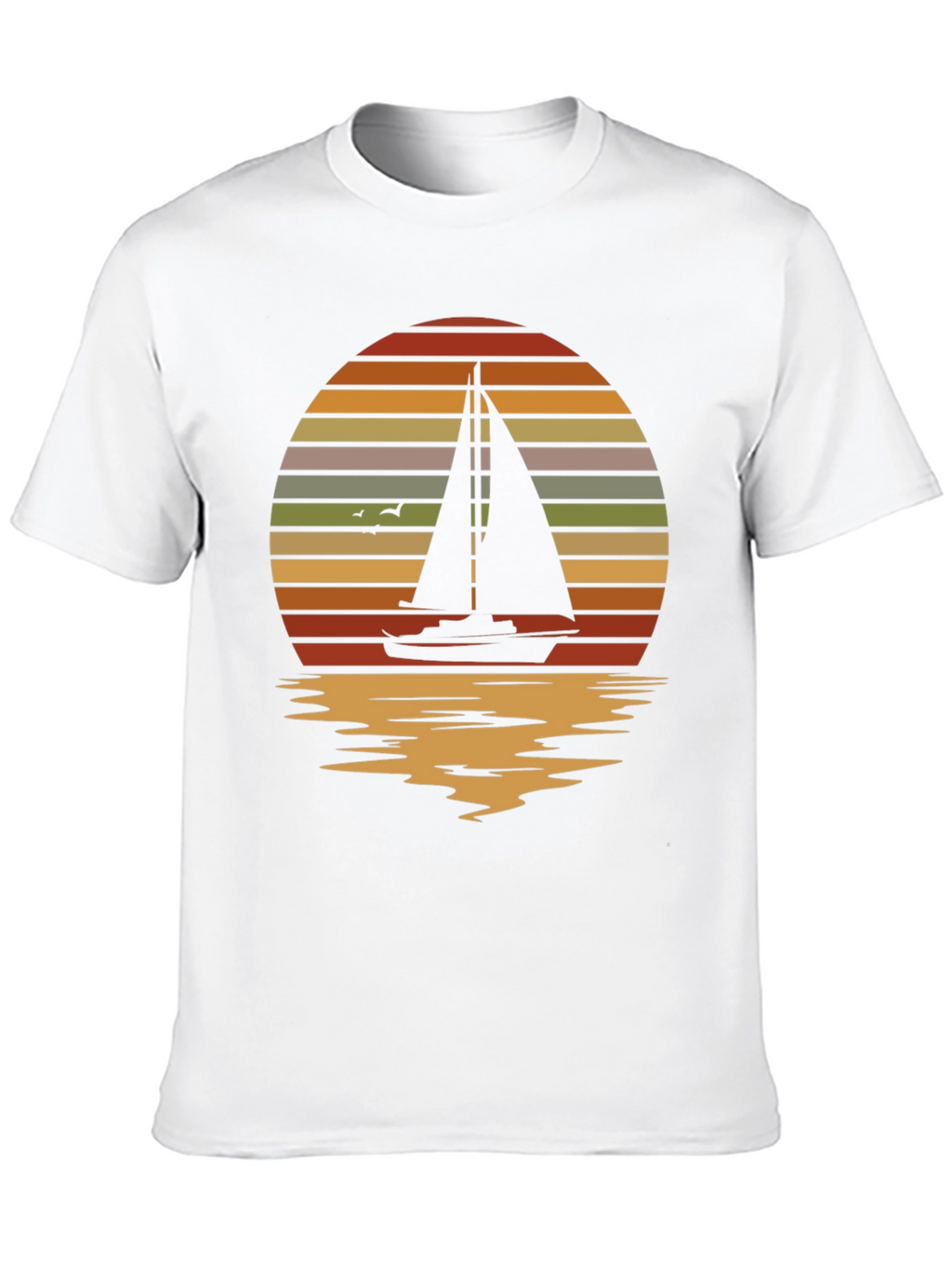 Sailboat Sunset Graphic Tee - Retro Style Black T-Shirt