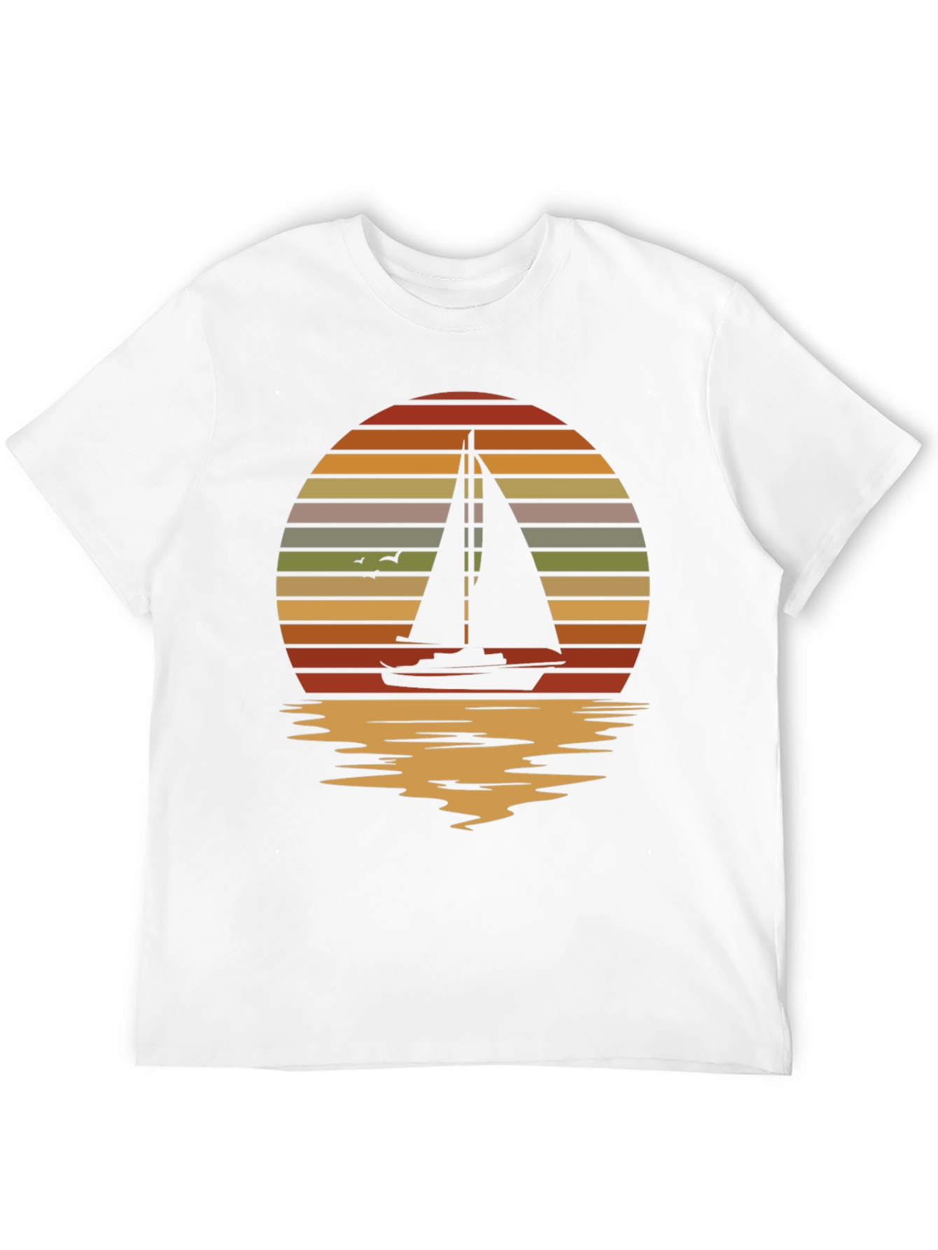Sailboat Sunset Graphic Tee - Retro Style Black T-Shirt