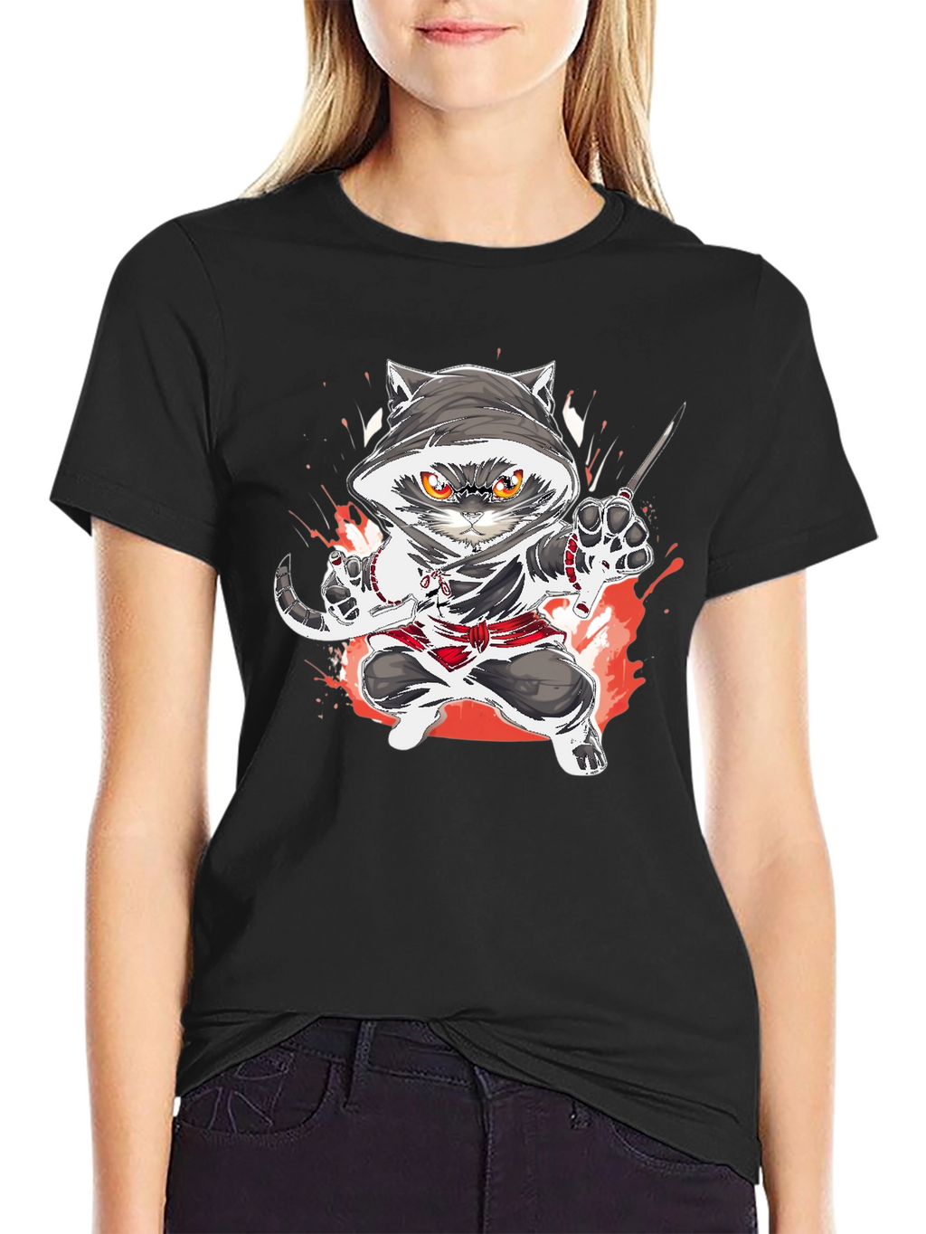 Ninja Cat Graphic T-Shirt
