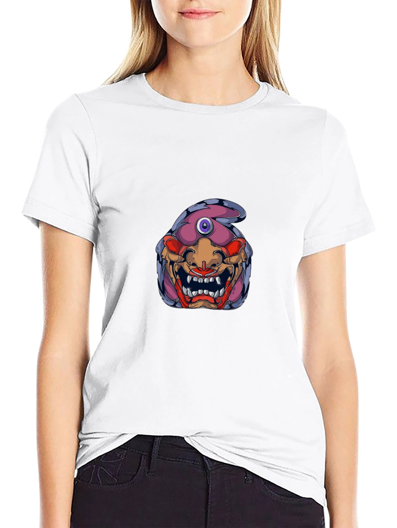 Monster Graphic Print Black T-Shirt