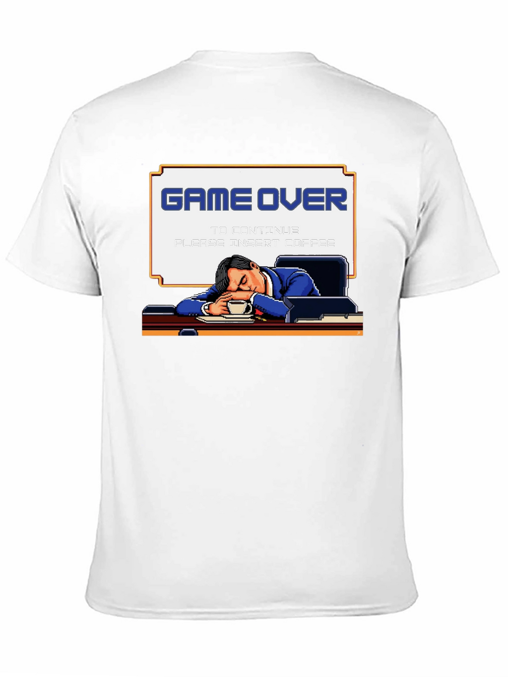 Game Over Coffee Mens T-Shirt Funny Pixelated Graphic Tee
