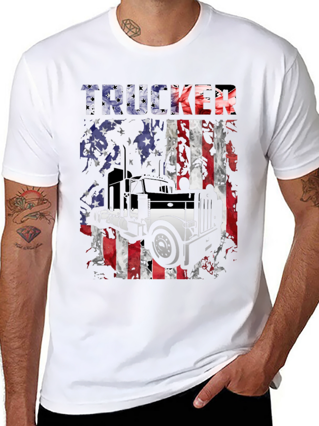 Trucker USA Flag Graphic T-Shirt