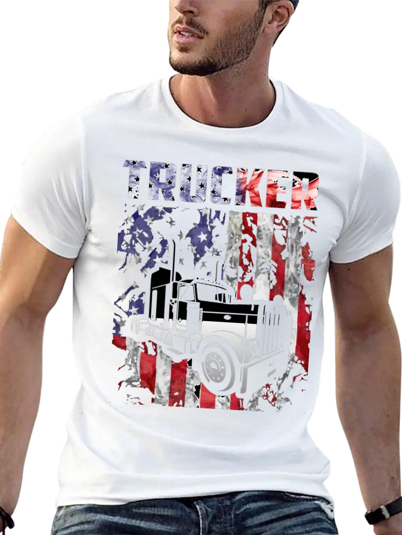 Trucker USA Flag Graphic T-Shirt