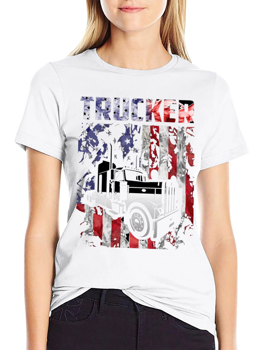 Trucker USA Flag Graphic T-Shirt
