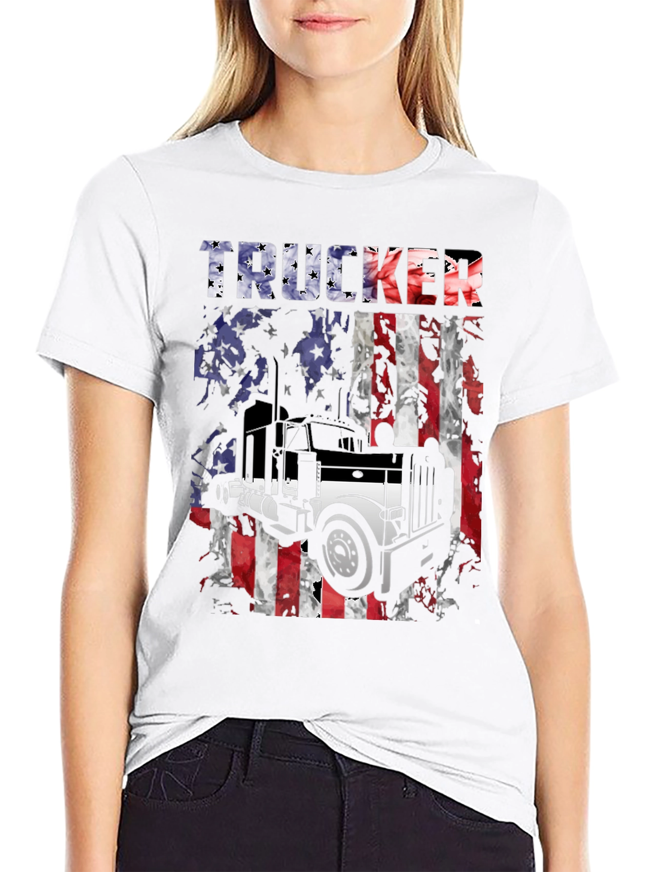 Trucker USA Flag Graphic T-Shirt