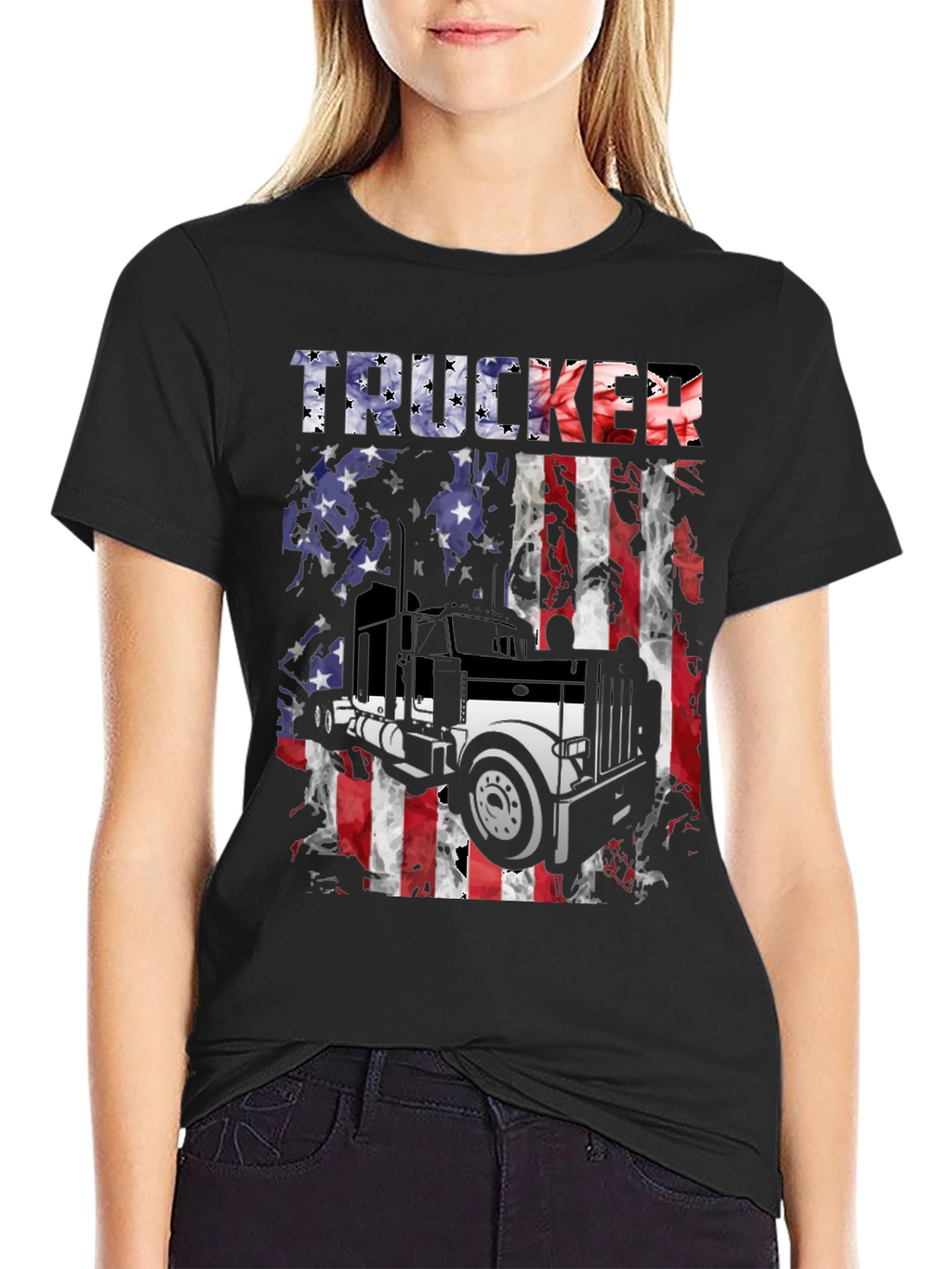 Trucker USA Flag Graphic T-Shirt