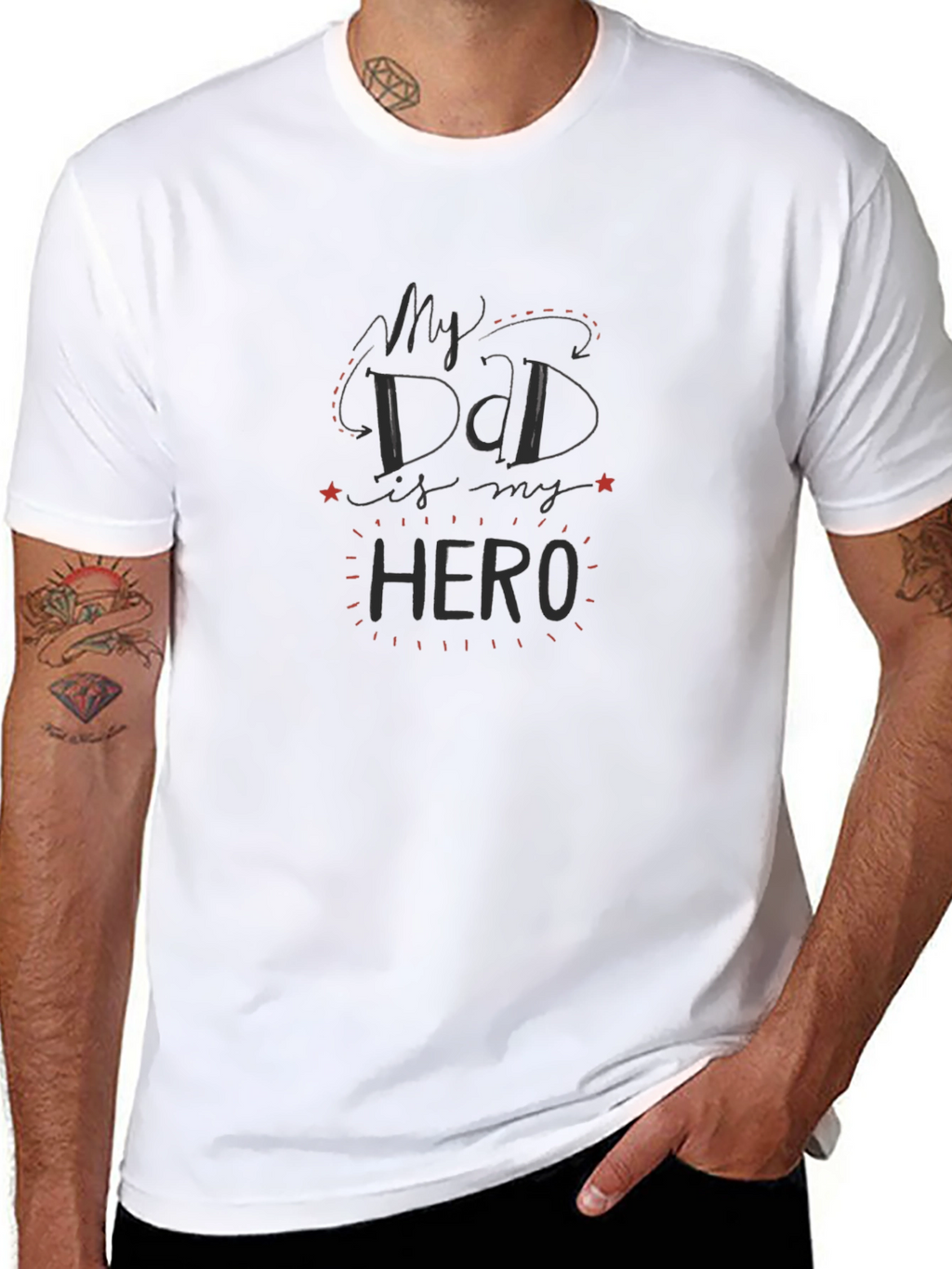 My Dad is My Hero Black T-Shirt