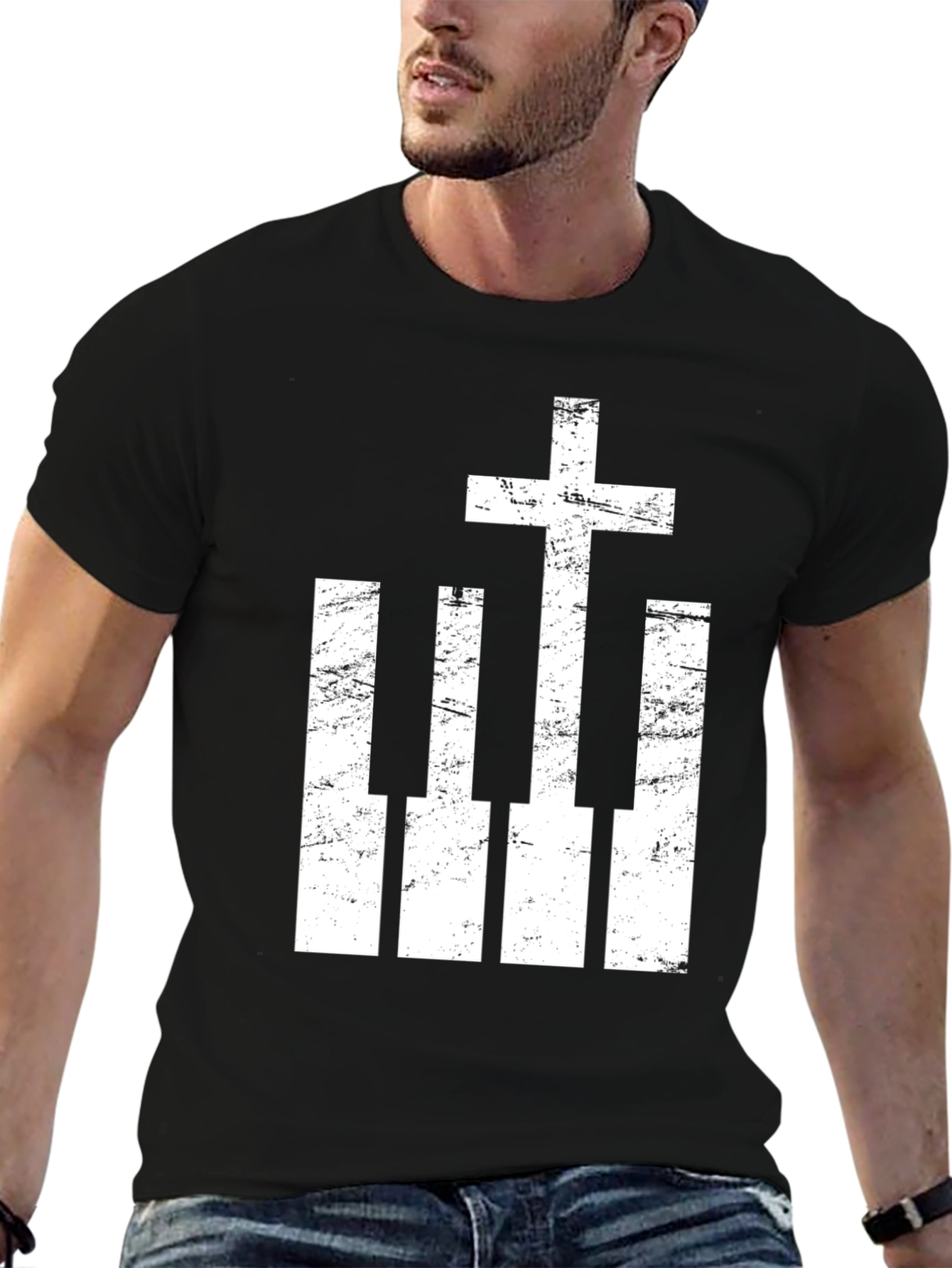 Christian Piano Cross Graphic Tee