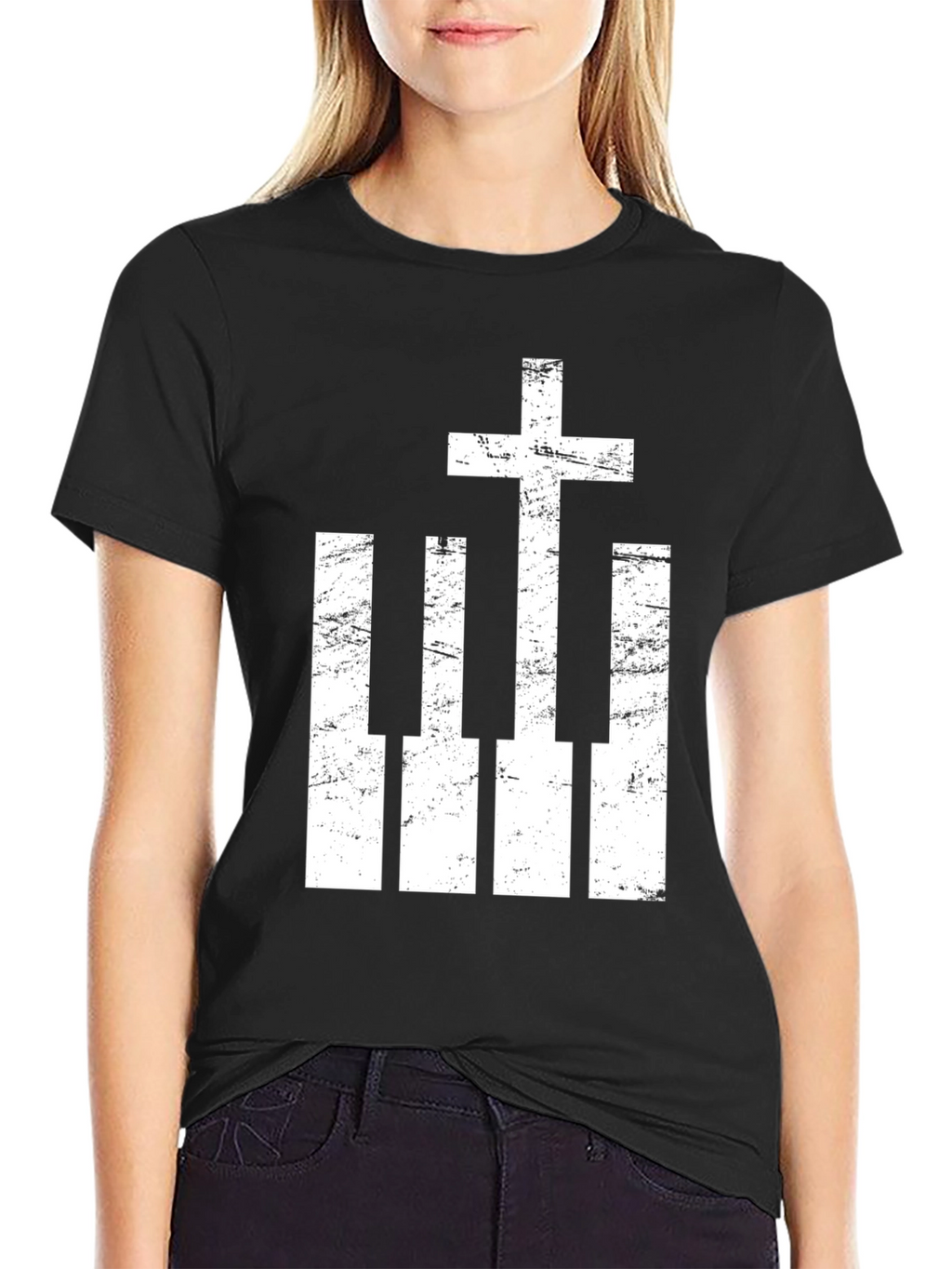 Christian Piano Cross Graphic Tee