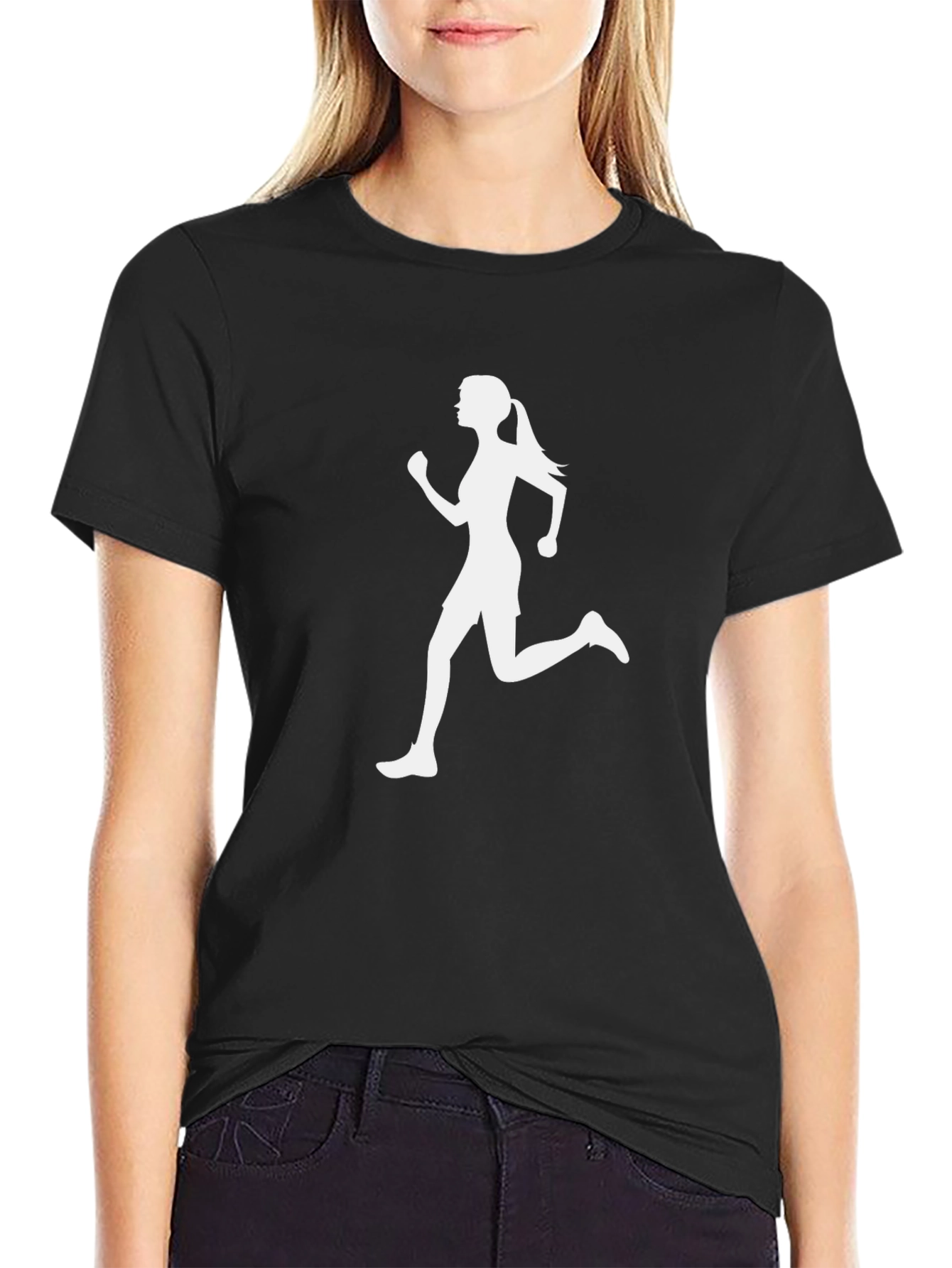 Women Runner Graphic Tee - Black