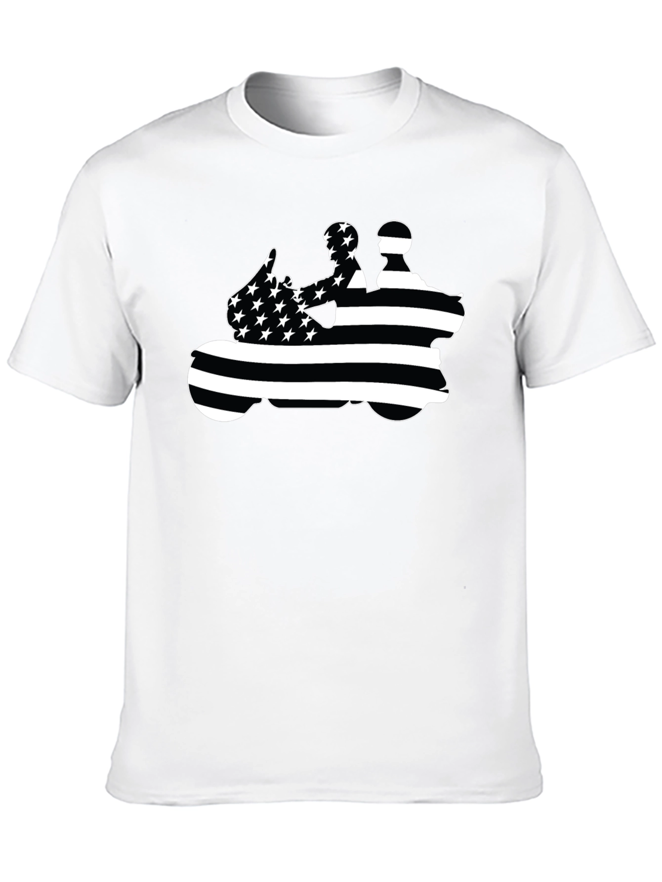 Motorcycle Rider American Flag Black T-Shirt