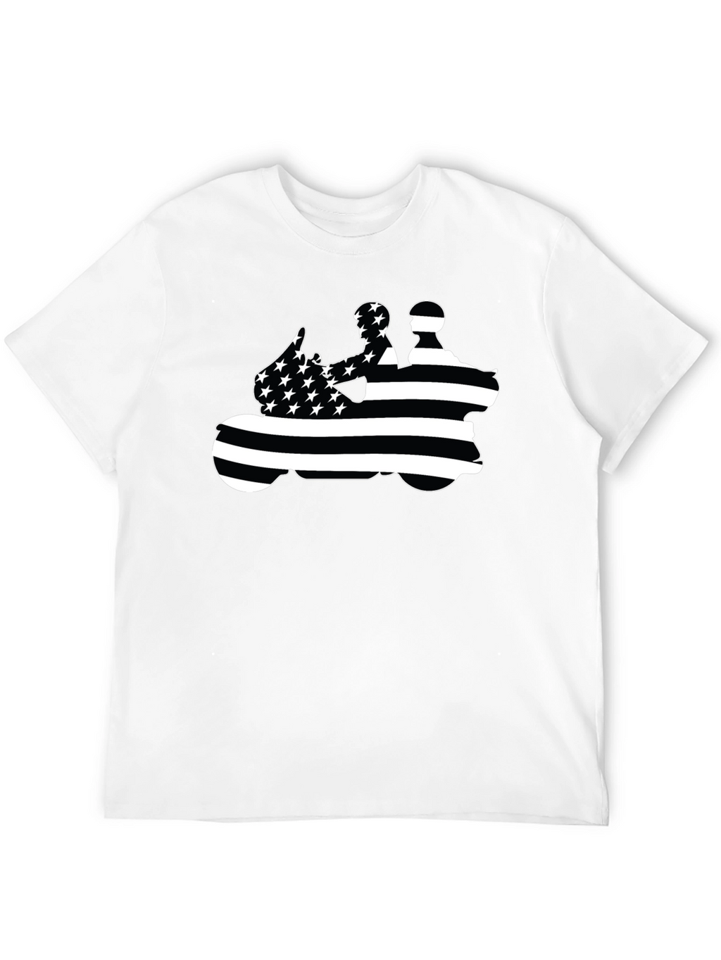 Motorcycle Rider American Flag Black T-Shirt