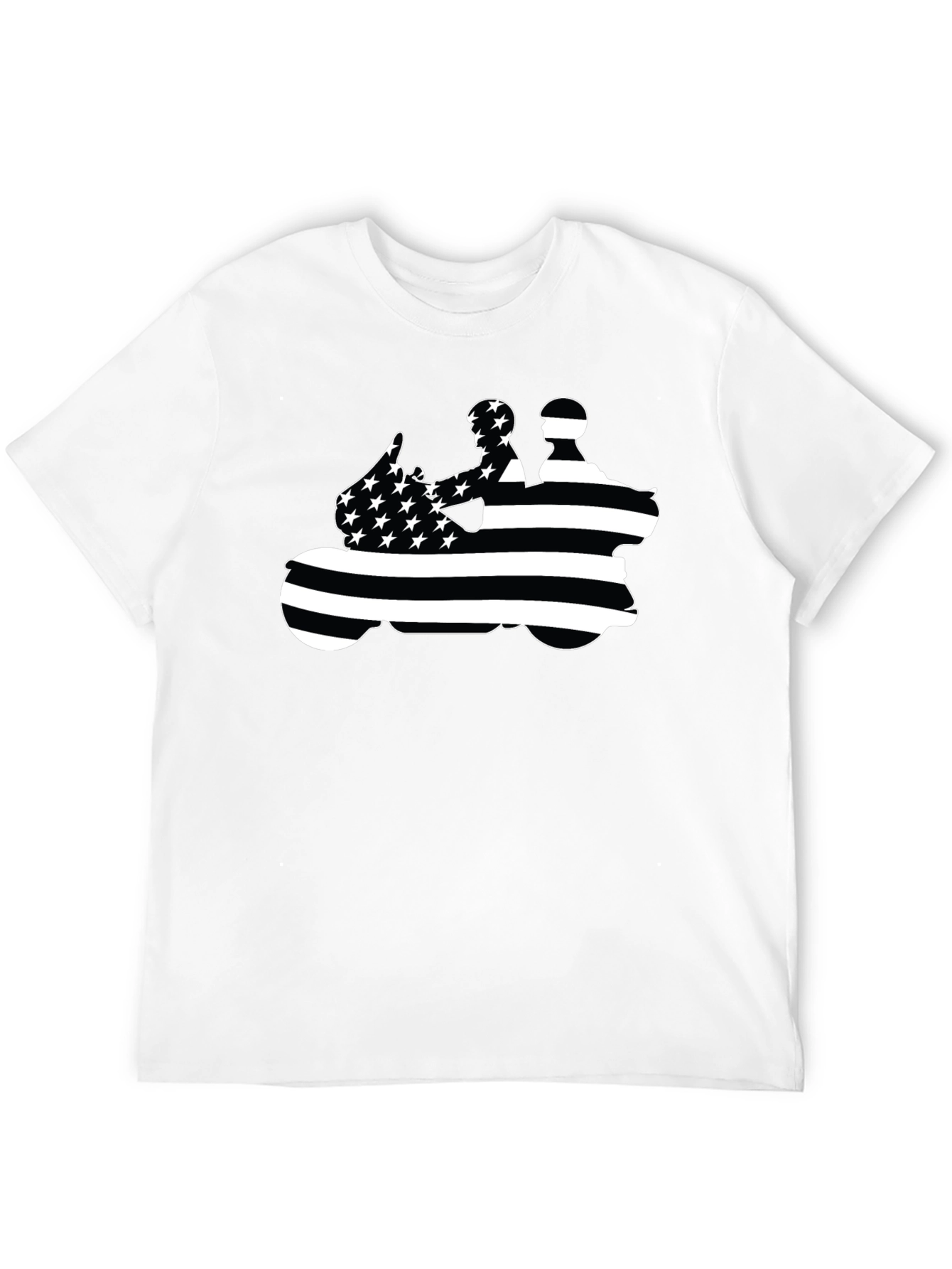 Motorcycle Rider American Flag Black T-Shirt