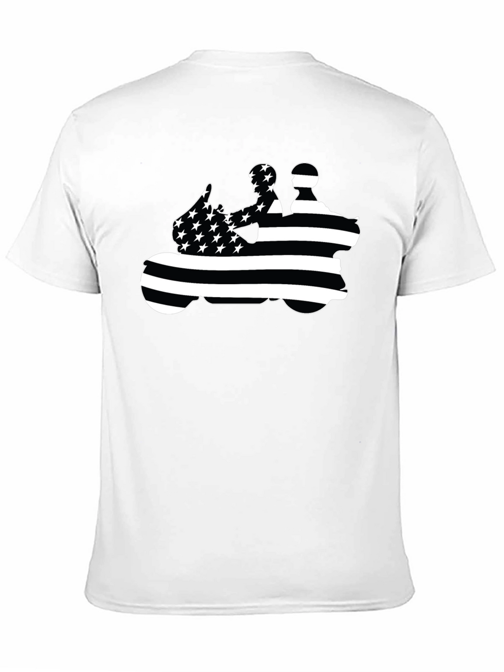 Motorcycle Rider American Flag Black T-Shirt
