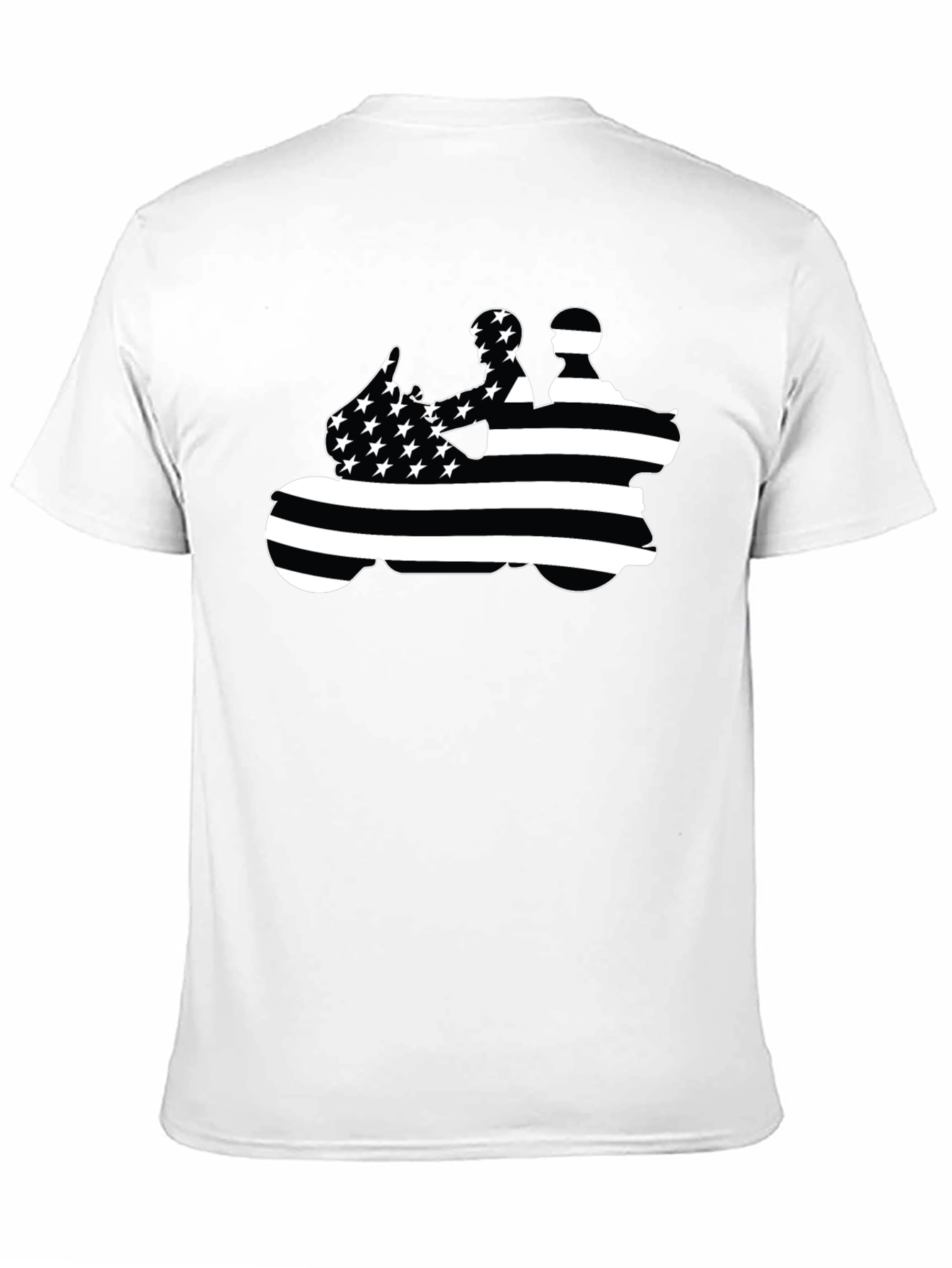 Motorcycle Rider American Flag Black T-Shirt