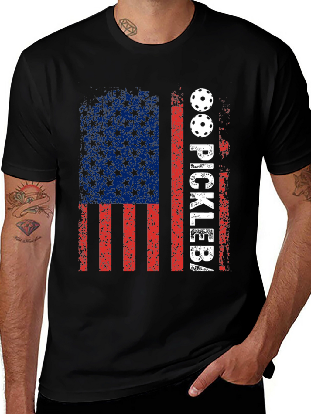 Pickleball American Flag Graphic Tee