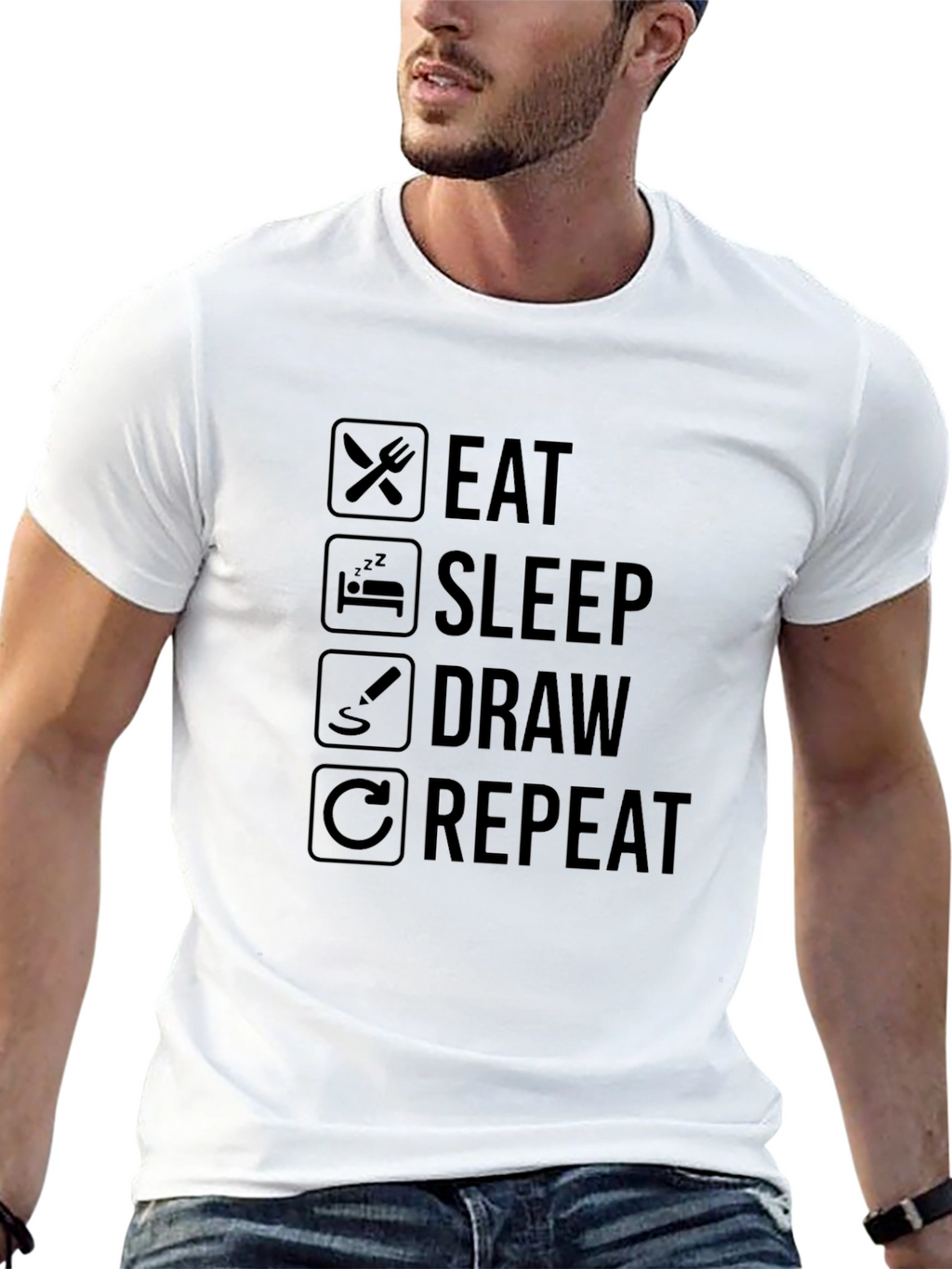 Eat Sleep Draw Repeat Graphic T-Shirt