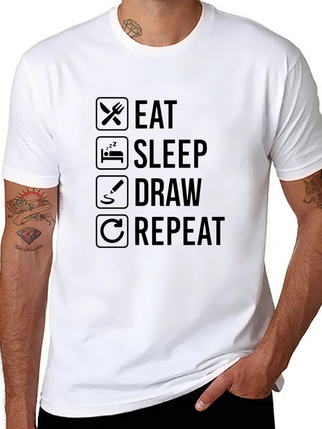 Eat Sleep Draw Repeat Graphic T-Shirt