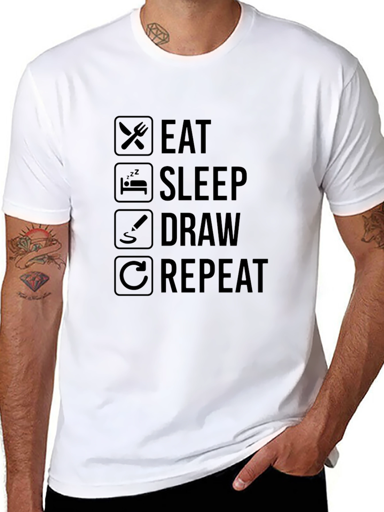 Eat Sleep Draw Repeat Graphic T-Shirt