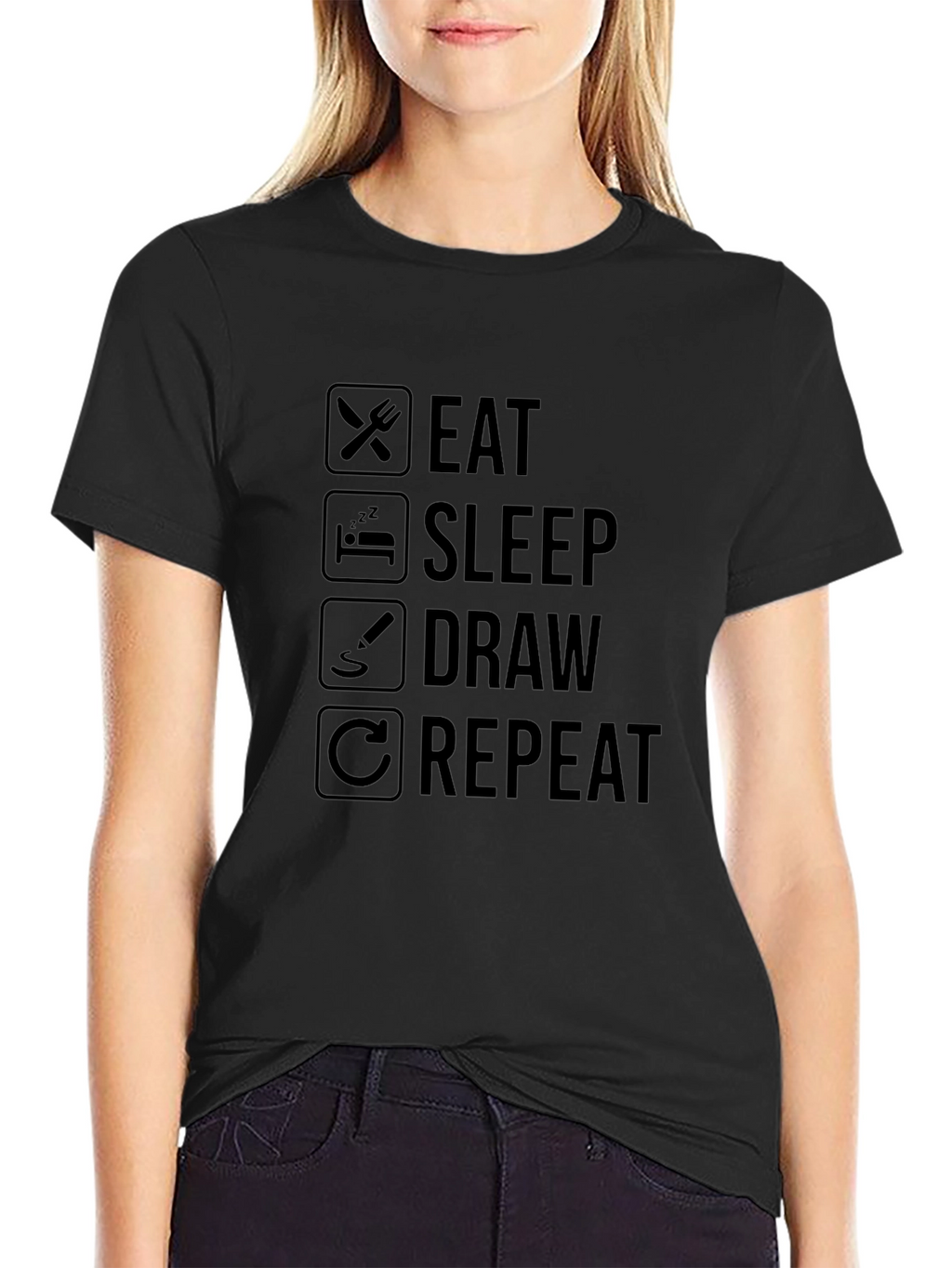 Eat Sleep Draw Repeat Graphic T-Shirt