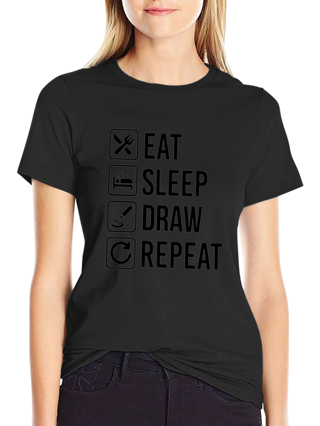 Eat Sleep Draw Repeat Graphic T-Shirt