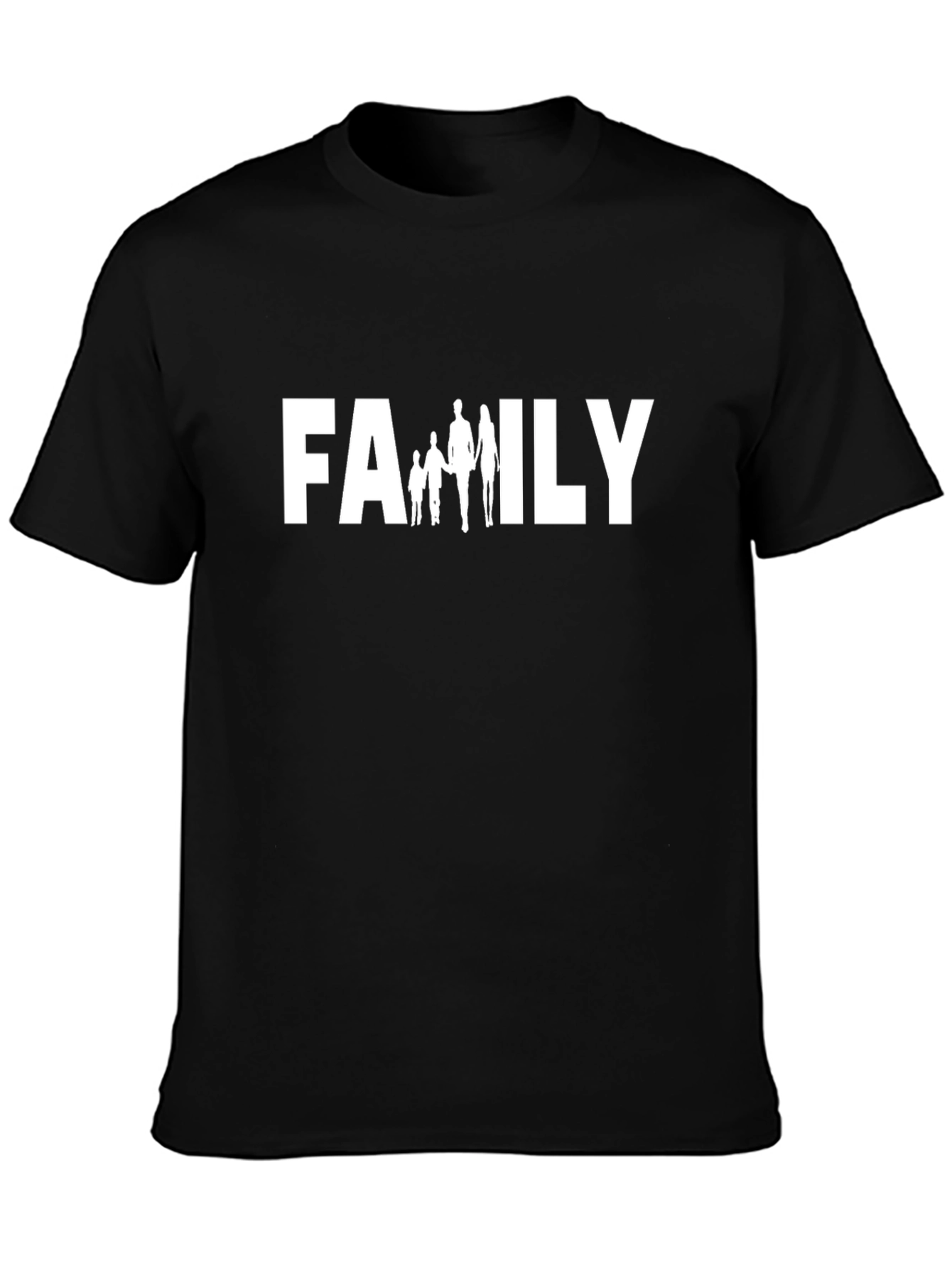Family Graphic Tee - Black Cotton Crew Neck Shirt