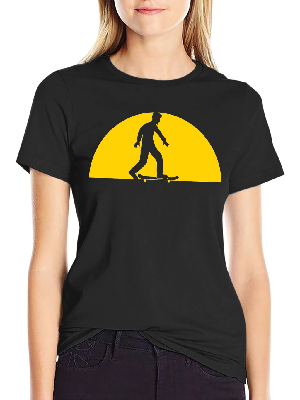 Skateboarder Silhouette Graphic Tee - Black