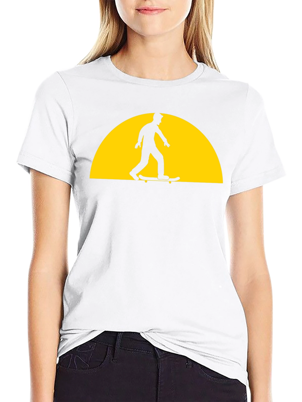 Skateboarder Silhouette Graphic Tee - Black