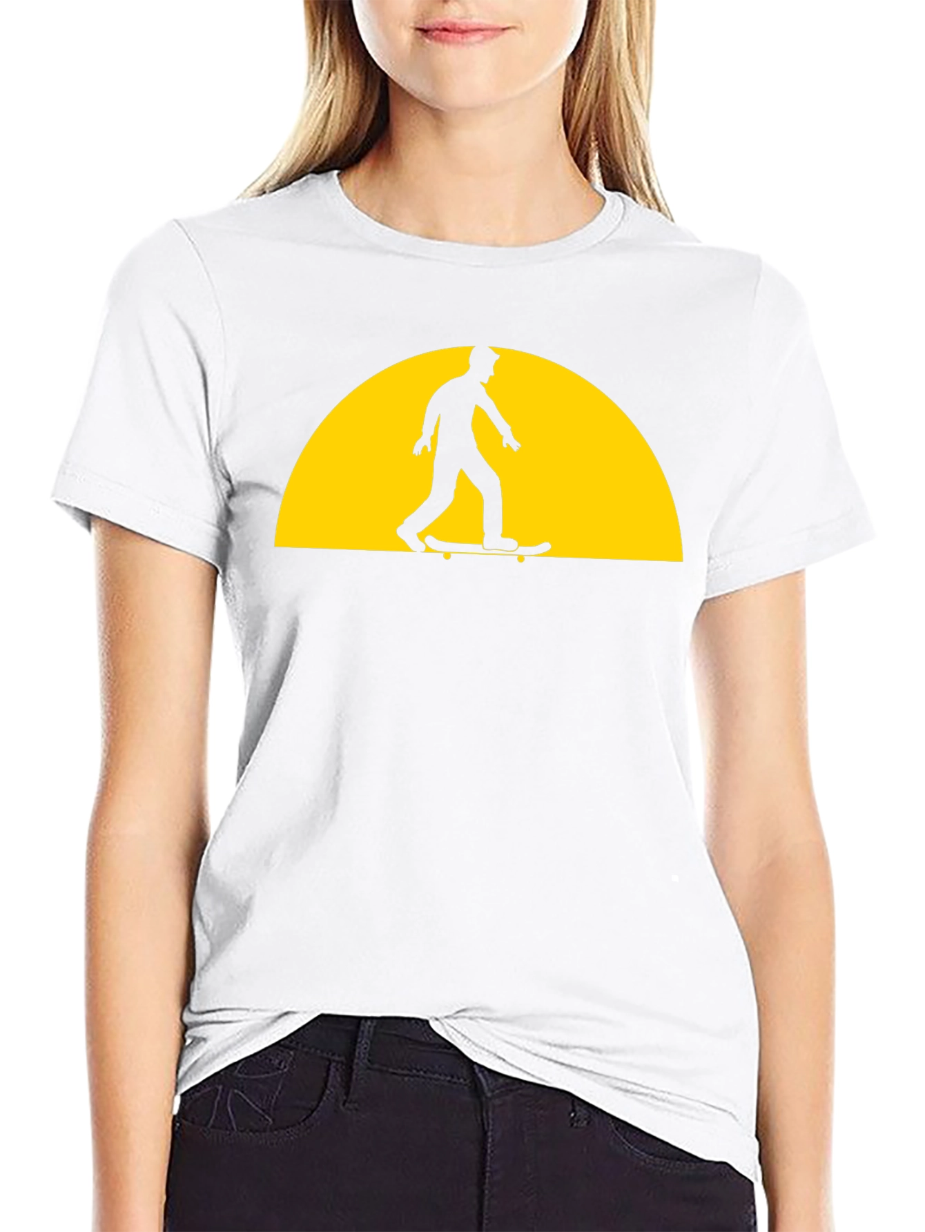 Skateboarder Silhouette Graphic Tee - Black