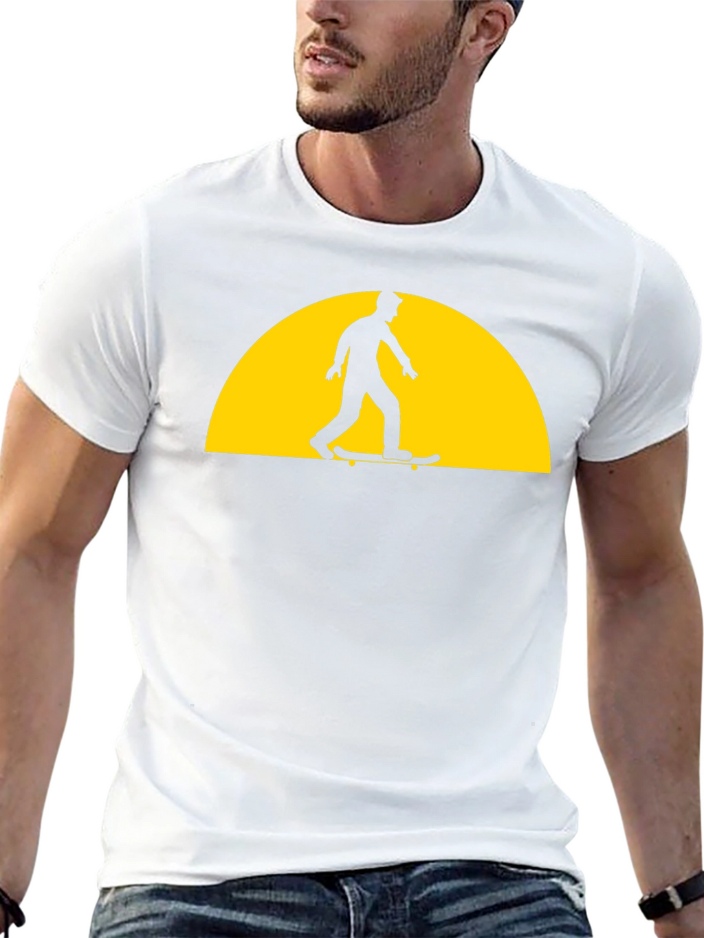 Skateboarder Silhouette Graphic Tee - Black