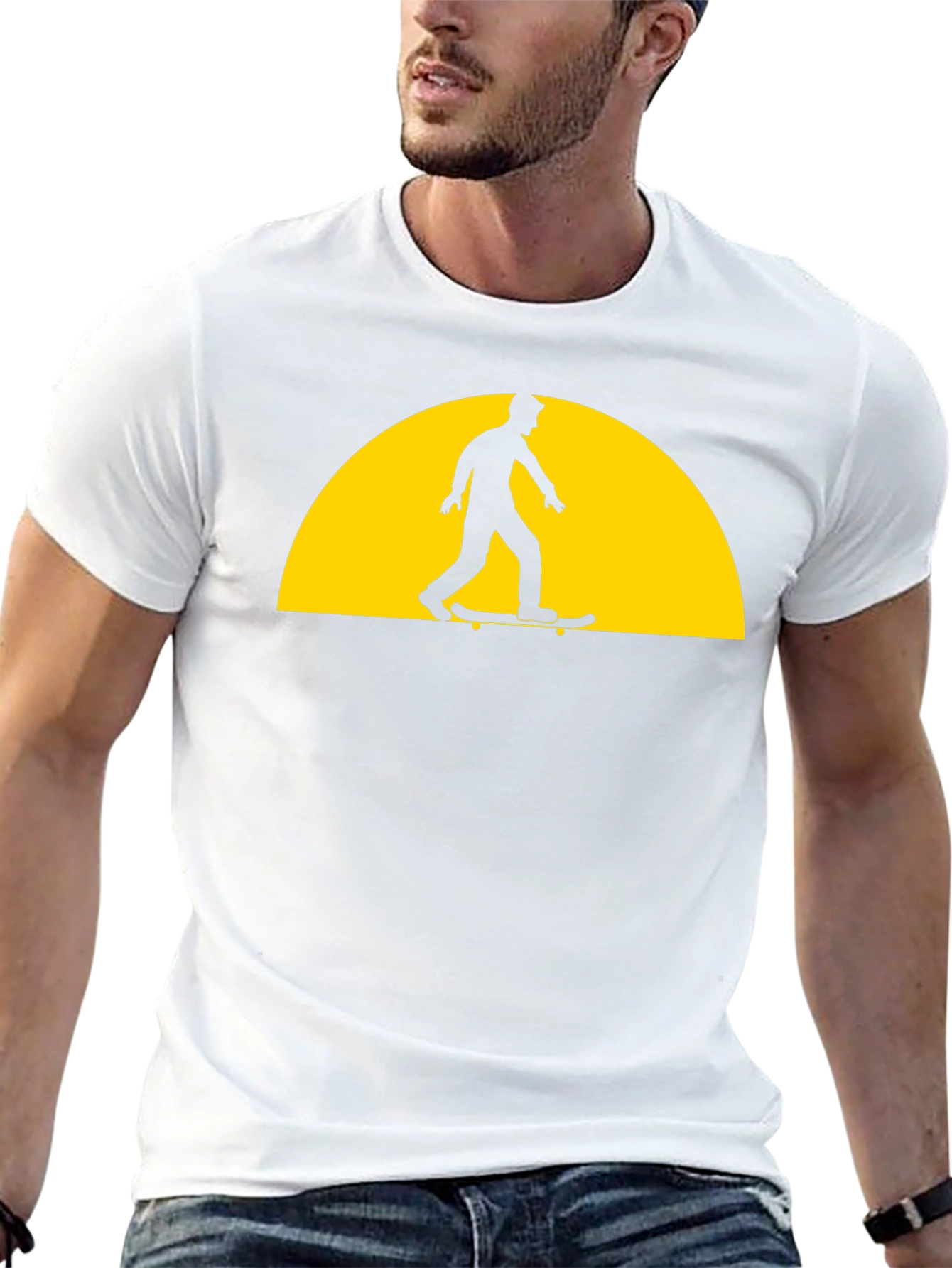 Skateboarder Silhouette Graphic Tee - Black
