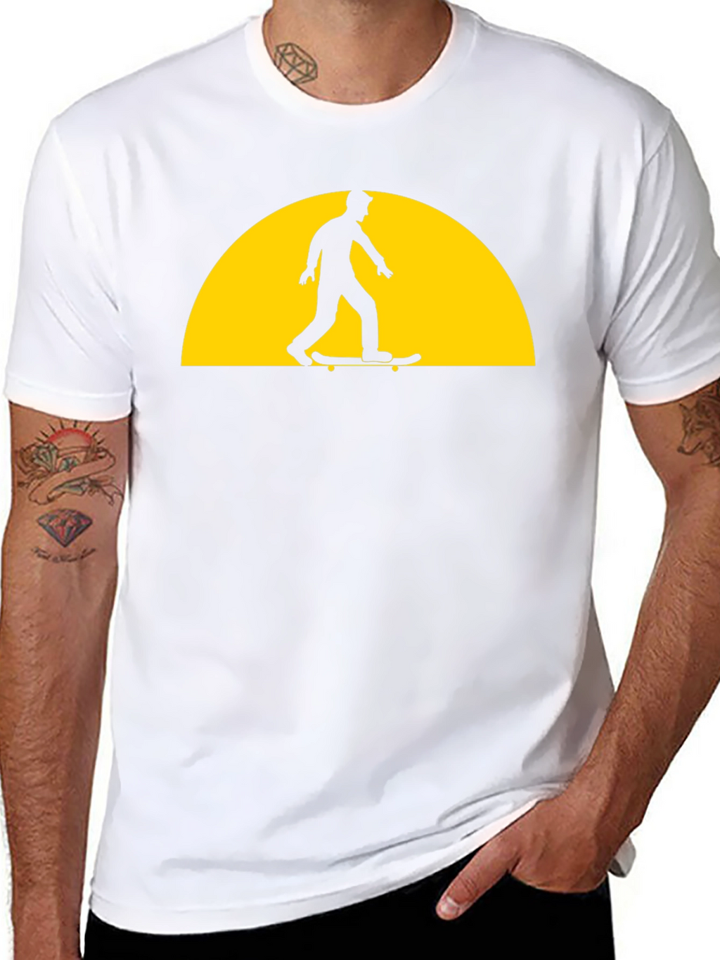Skateboarder Silhouette Graphic Tee - Black