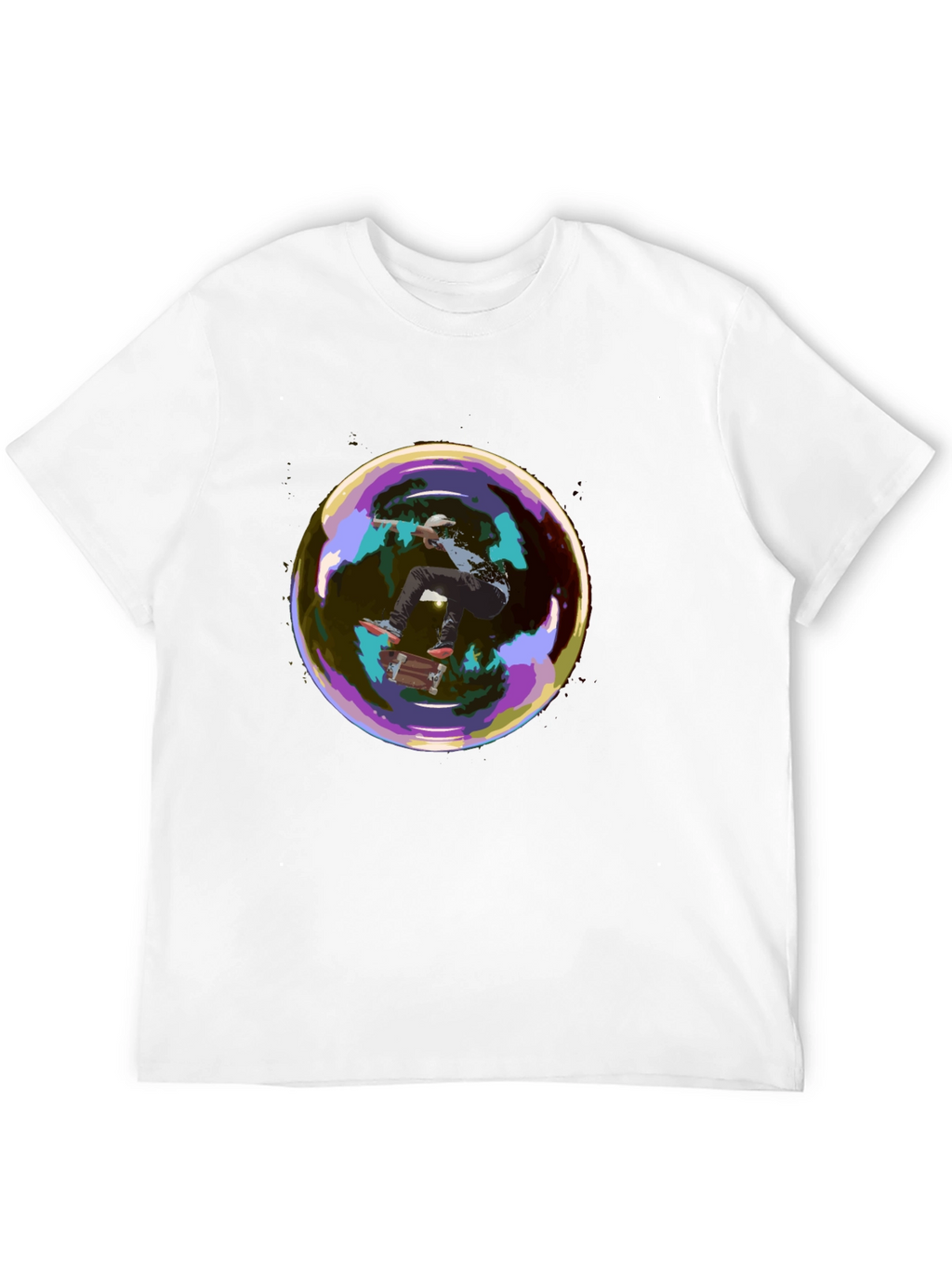 Skater in a Bubble Graphic T-Shirt - Black