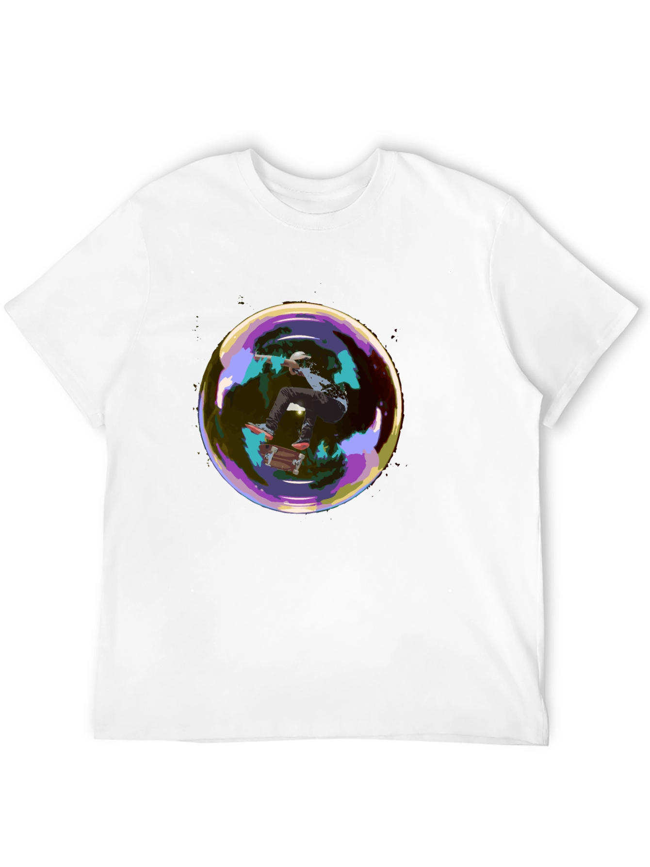 Skater in a Bubble Graphic T-Shirt - Black
