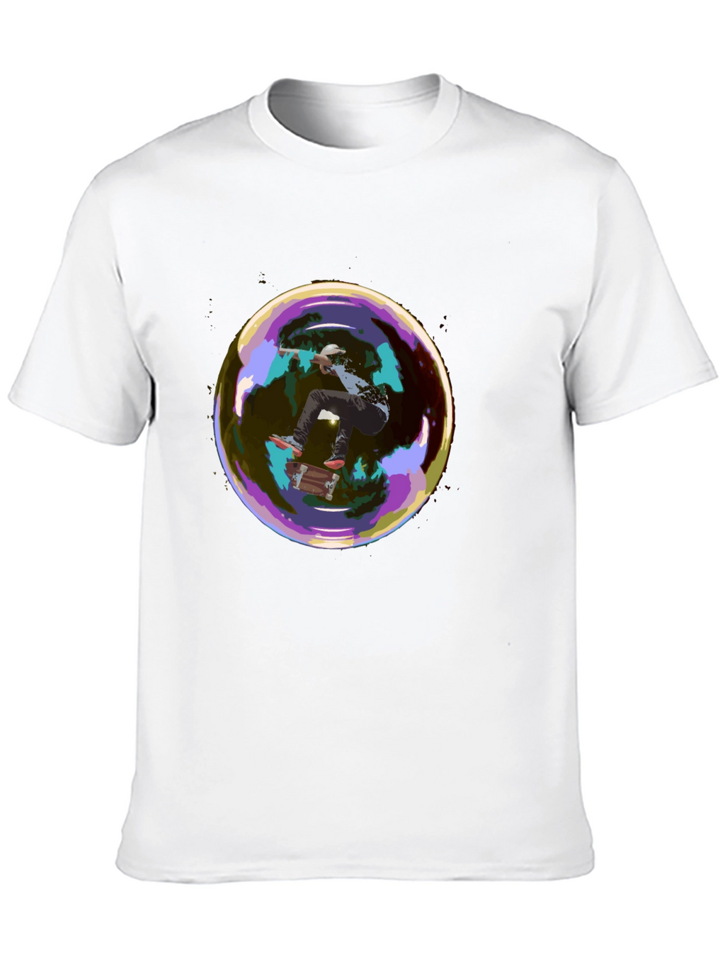Skater in a Bubble Graphic T-Shirt - Black