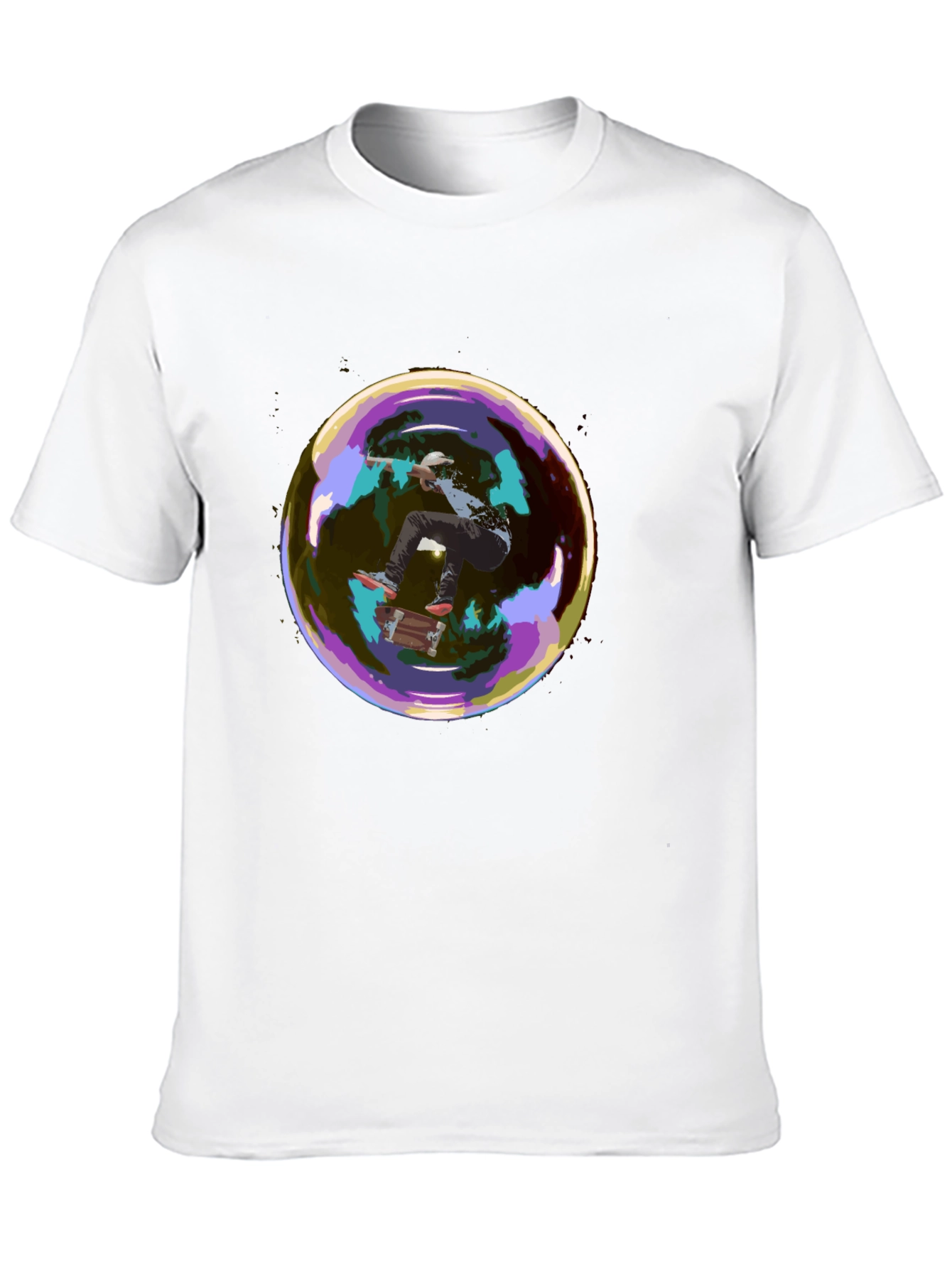 Skater in a Bubble Graphic T-Shirt - Black