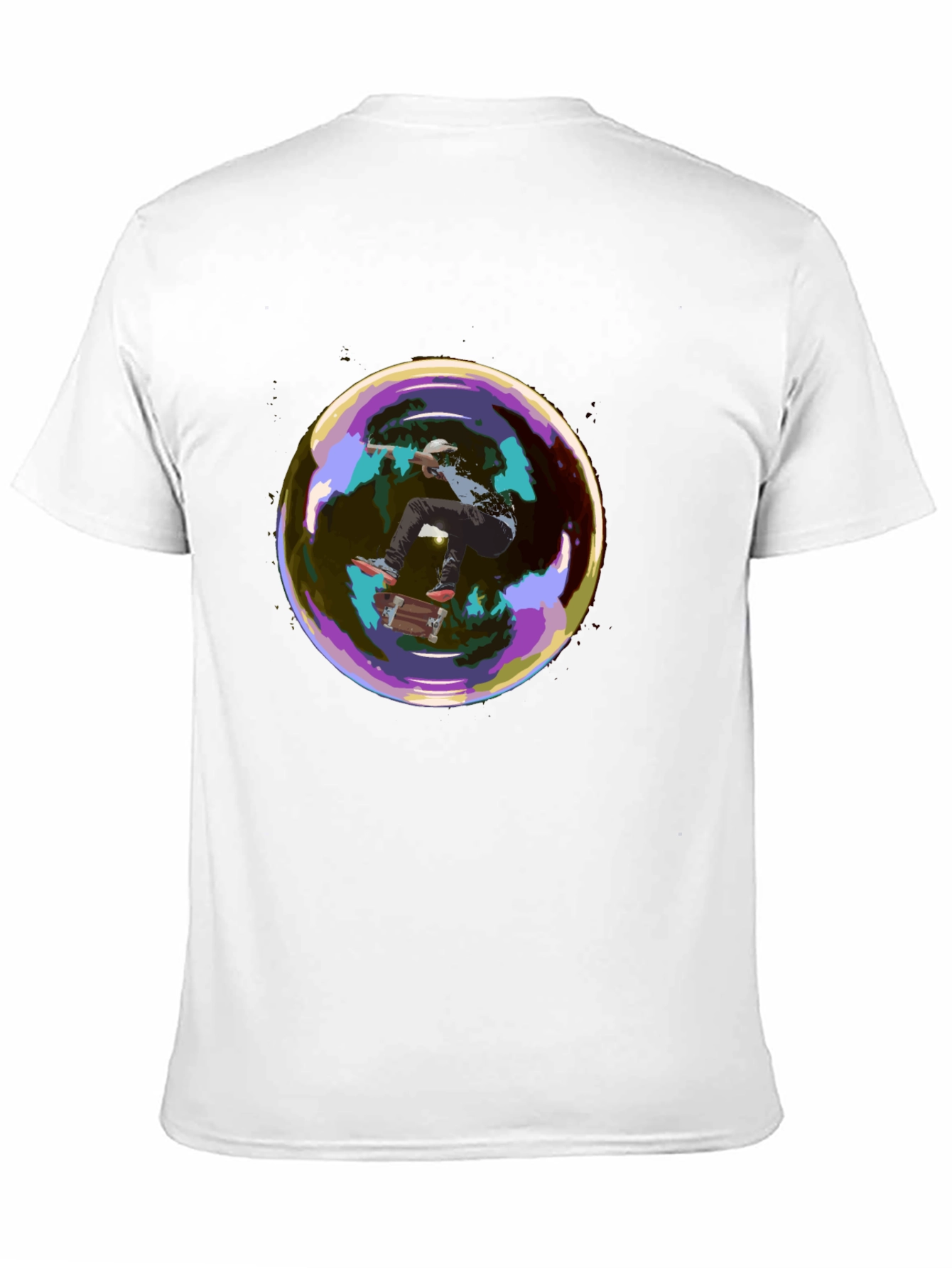 Skater in a Bubble Graphic T-Shirt - Black