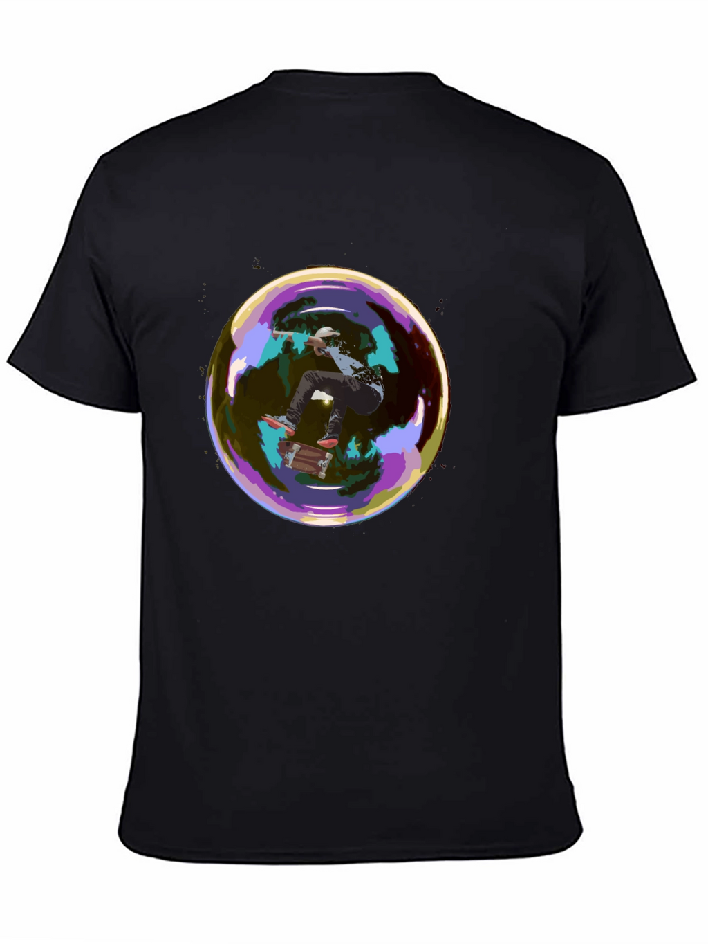 Skater in a Bubble Graphic T-Shirt - Black