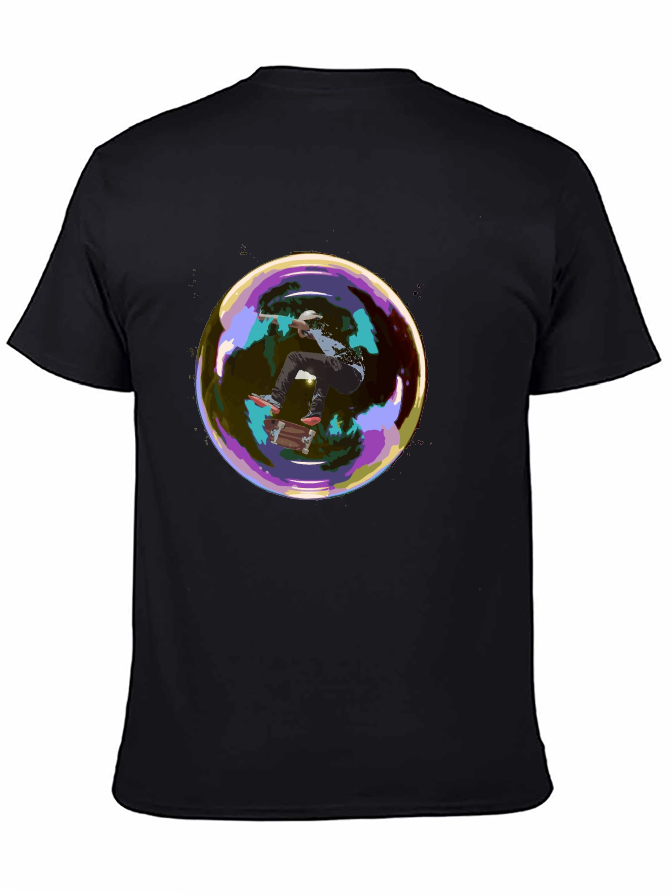 Skater in a Bubble Graphic T-Shirt - Black
