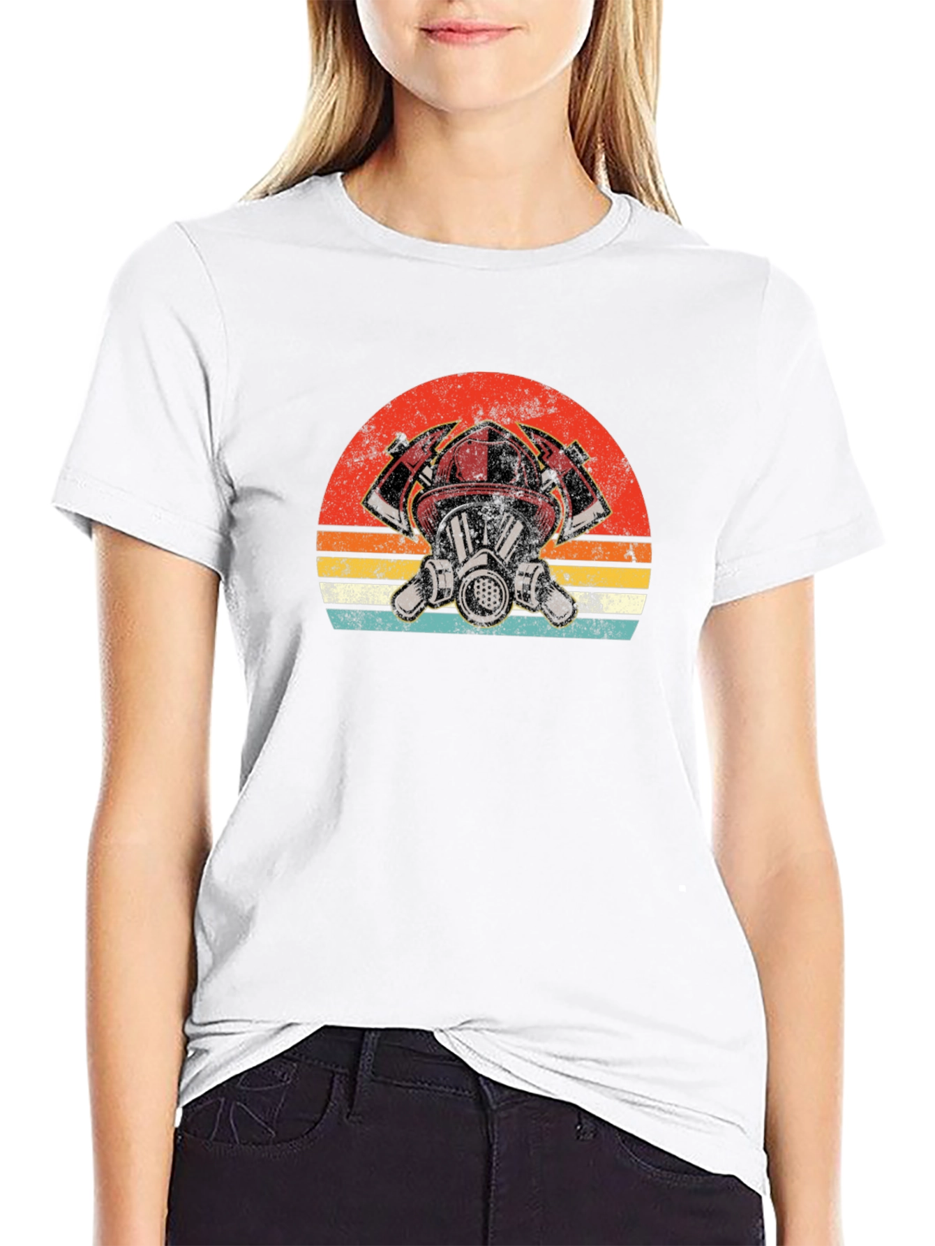 Firefighter Graphic Tee - Vintage Fireman Helmet T-Shirt