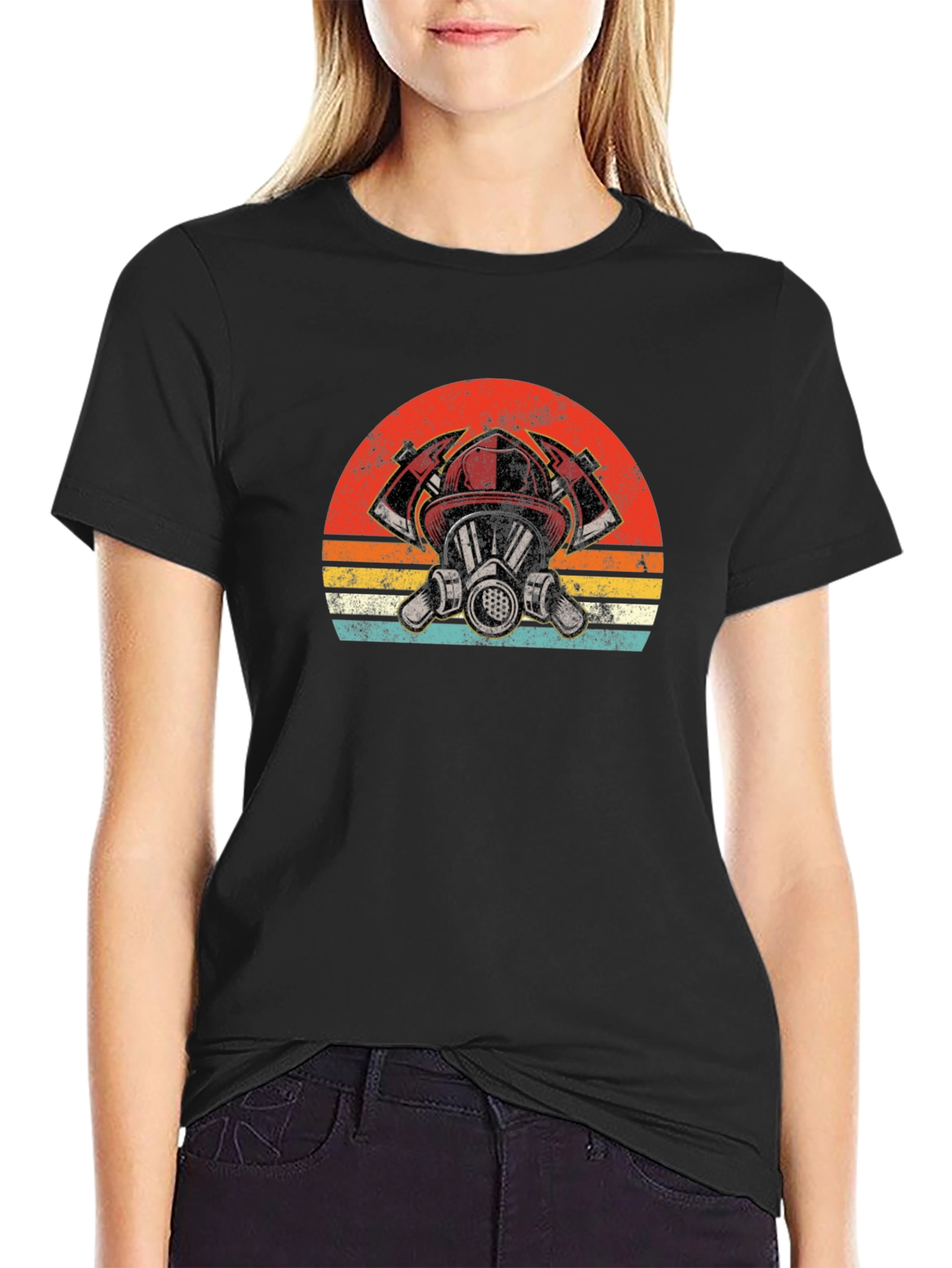 Firefighter Graphic Tee - Vintage Fireman Helmet T-Shirt