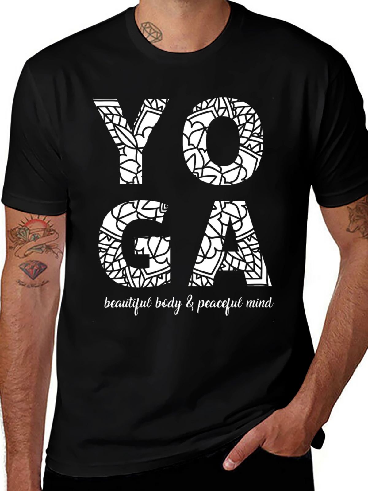 Yoga Mandala Graphic Tee - Beautiful Body & Peaceful Mind