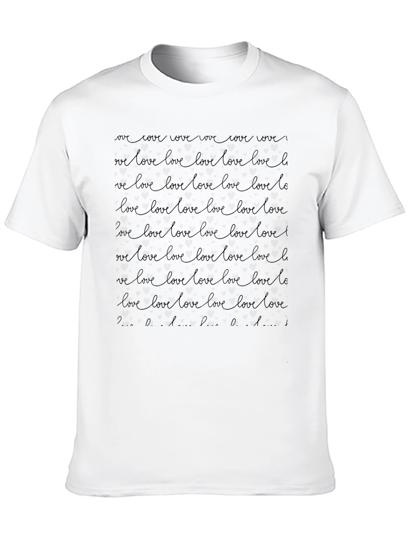 Love Script Pattern Black T-Shirt