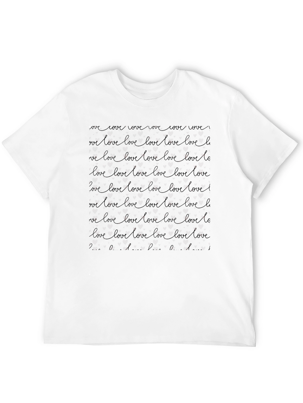 Love Script Pattern Black T-Shirt