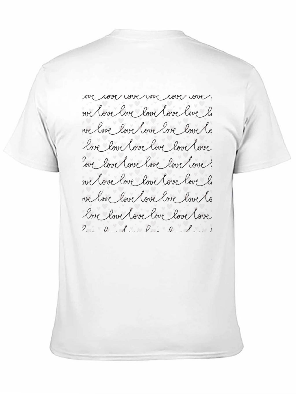 Love Script Pattern Black T-Shirt