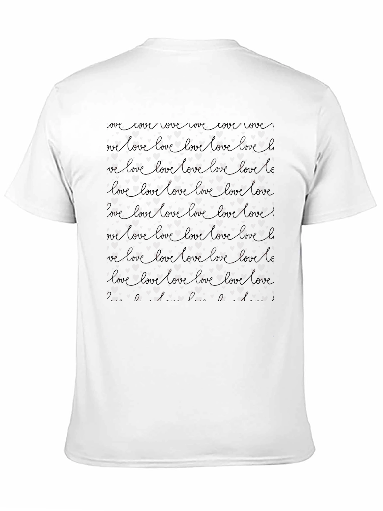 Love Script Pattern Black T-Shirt