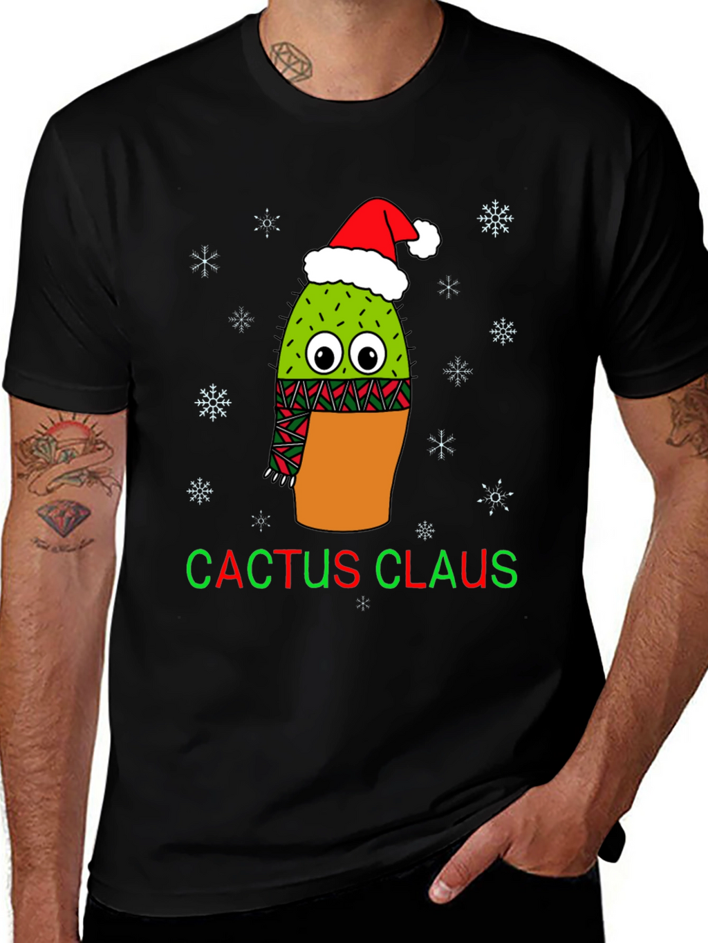 Cactus Claus Christmas Graphic Tee